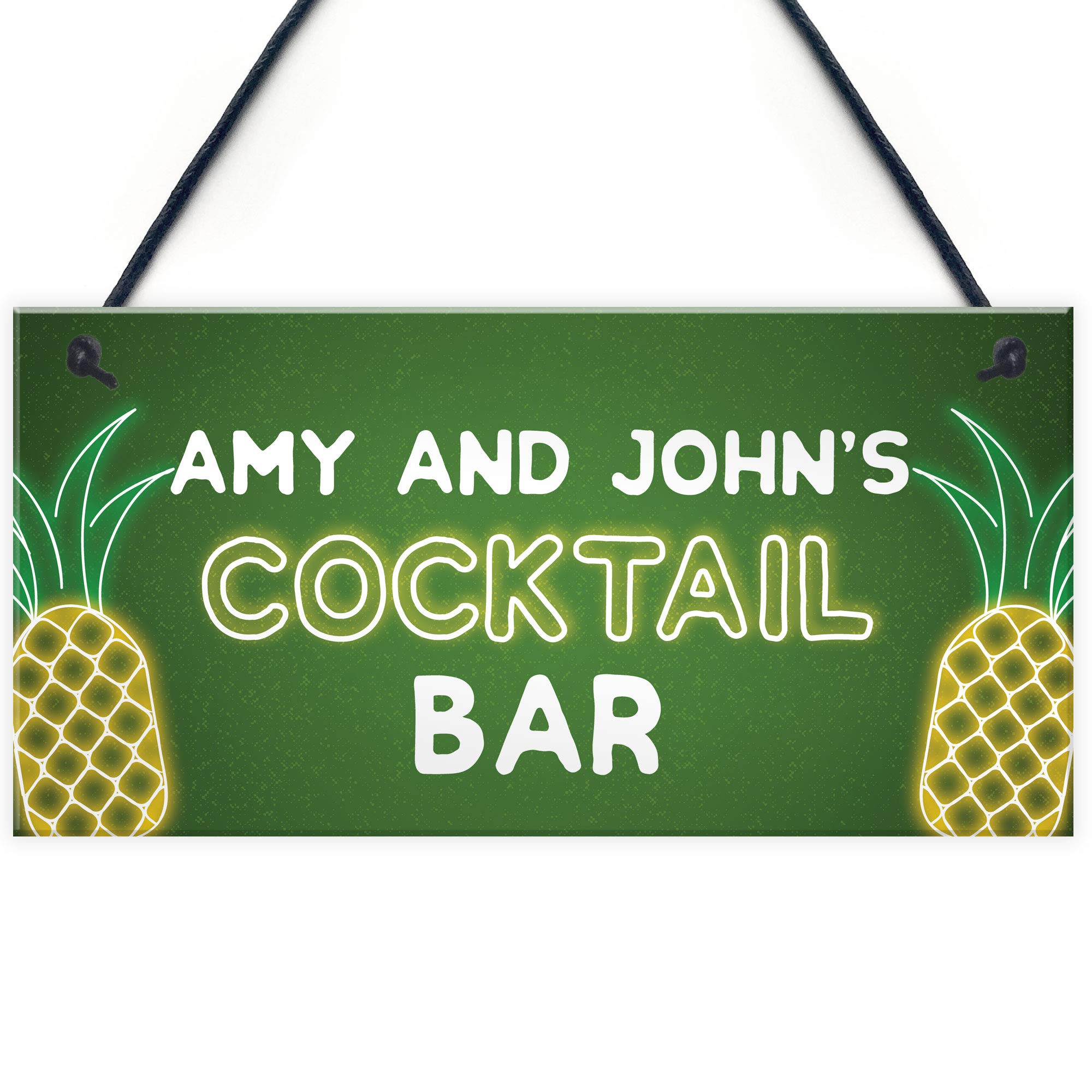 Red Ocean Personalised Cocktail Bar Neon Effect Bar Signs And Plaques Quirky Home Bar Sign Gifts