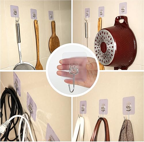 Miniatura 4 de Aynoo Ganchos adhesivos, ganchos adhesivos para colgar calcomanías de pared resistentes, 10 paquetes, 13 libras (máx.)