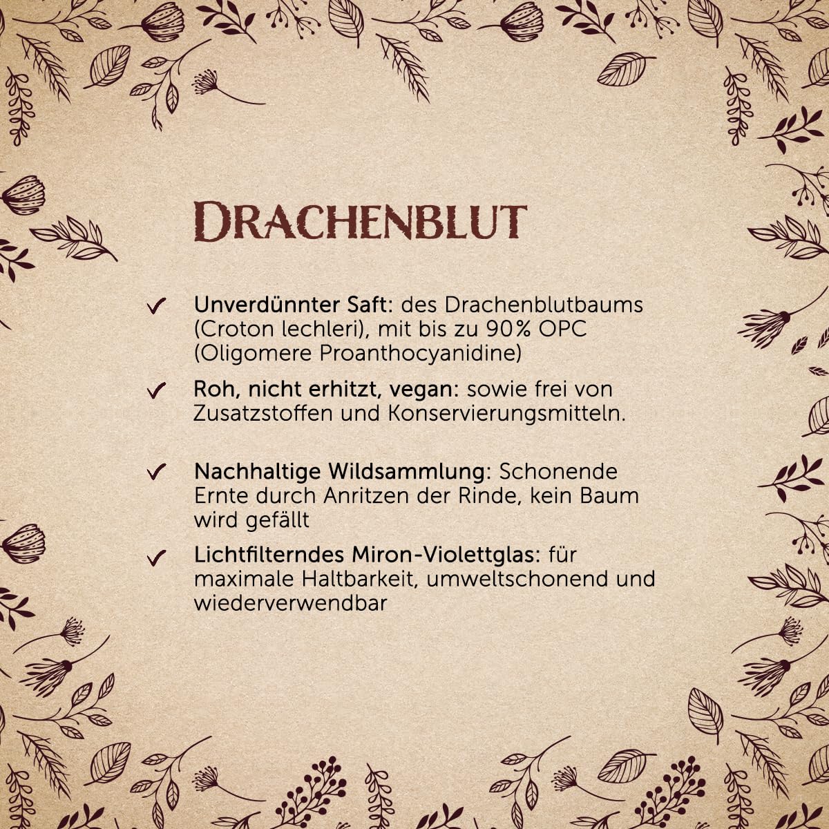 Waldkraft Drachenblut Sangre de Drago 100% rein unverdünnt Wildsammlung Ecuador Kosmetik-Rohstoff 3x 50ml Mironglas Pipette Made in Germany