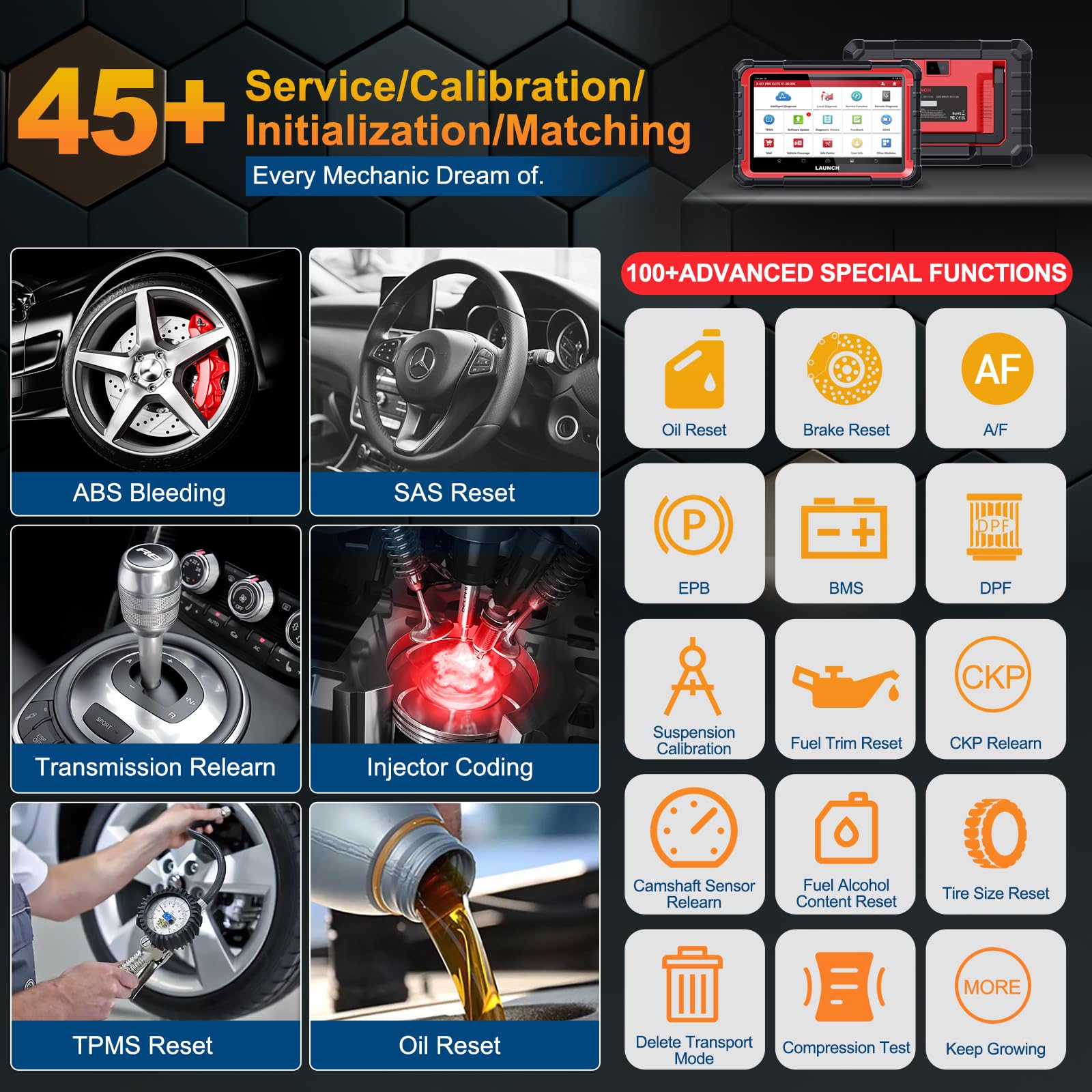 LAUNCH X431 Pro Elite obd2 Diagnosis Coche multimarca, Bidireccional Maquina Diagnosis Coche, Codificación ECU Online,Sistema Completo Diagnosis 45+ Reajuste,CANFD DOIP,FCA, 2 Años de Actualización