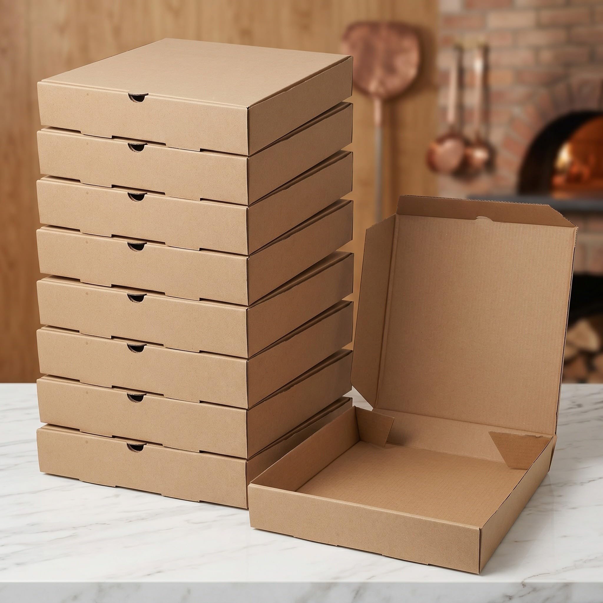 OUNONA 24 pudełka na pizzę na wynos: 8,5" brązowe pudełka na pizzę Kraft - do fast foodów i ciast - na, do dostaw i do restauracji, nadające się do recyklingu i łatwe w montażu