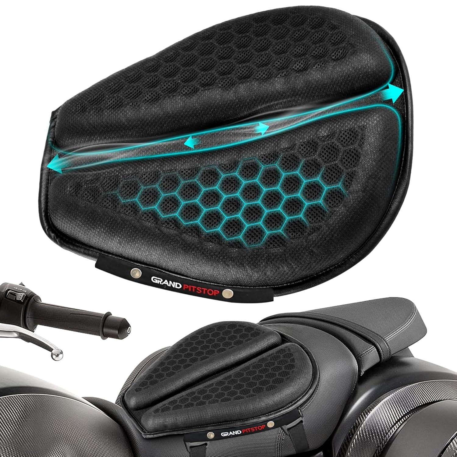 GRAND PITSTOP Gel Air Seat Cushion | 3D Honeycomb Gel Structure | Universal Fit | Detachable Cover | Ideal for Bike, Office, Car & Home | Lumbar Support | Breathable | Durable Design GRAND PITSTOP Gel Air Seat Cushion | 3D Honeycomb Gel Structure | Universal Fit | Detachable Cover | Ideal for Bike, Office, Car & Home | Lumbar Support | Breathable | Durable Design