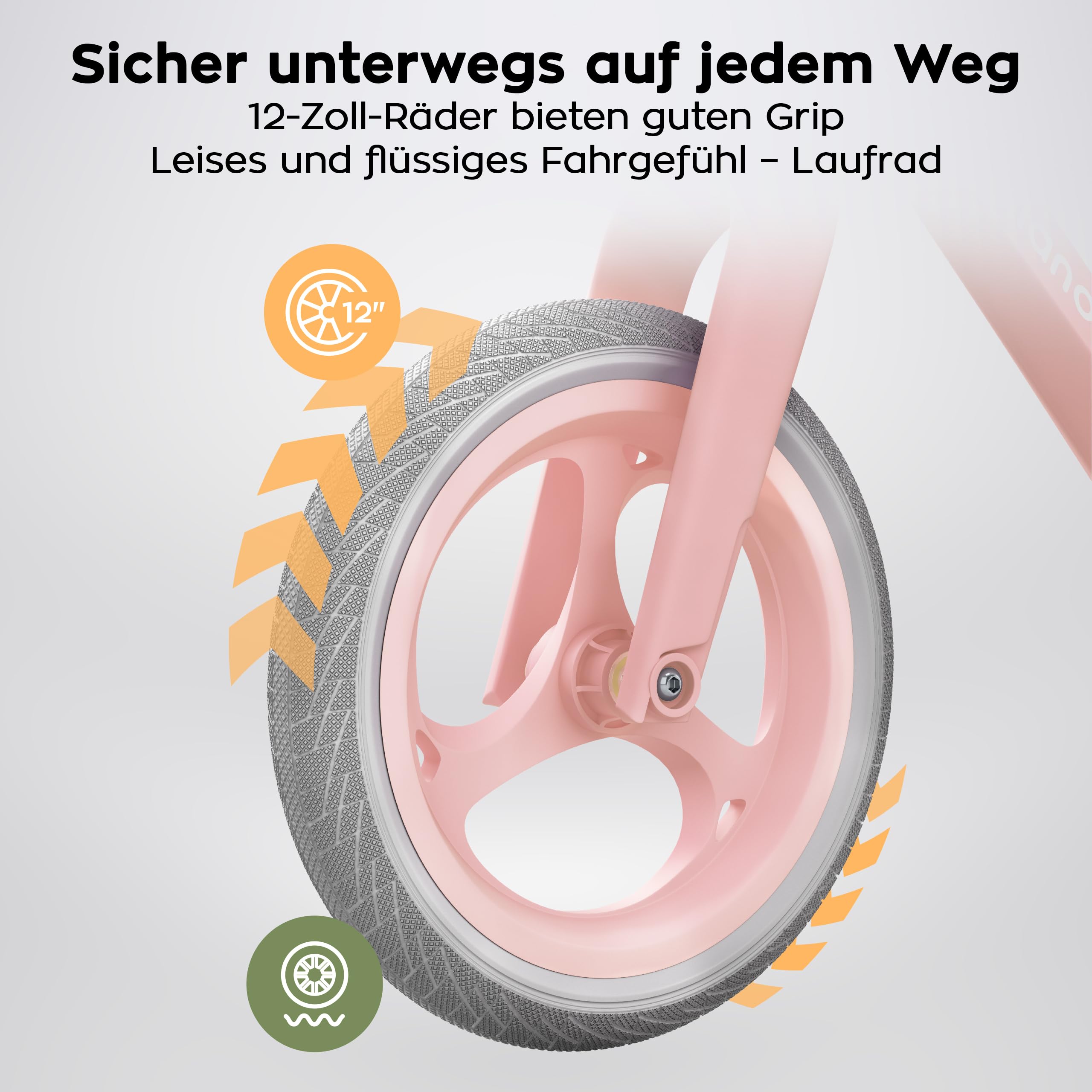 TULANO Route 45 Laufrad ab 3 Jahre – 12 Zoll – Sattel verstellbar