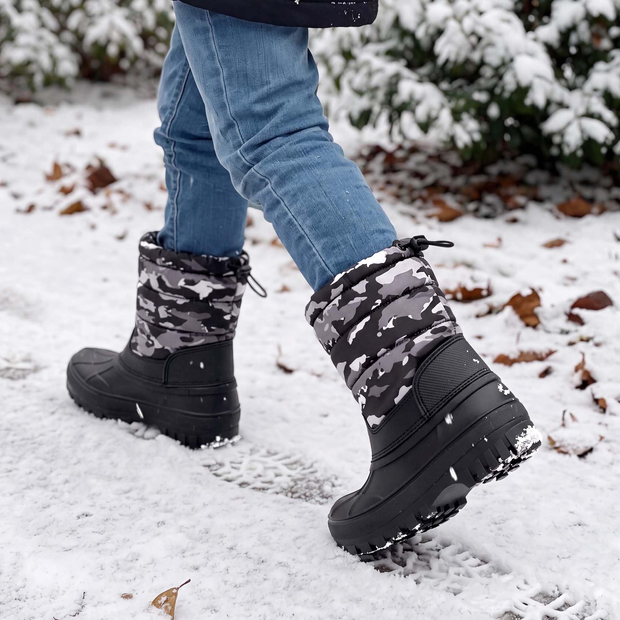 DREAM PAIRS Wodoodporne buty zimowe uniseks, Czarny/Szary, 2 Little Kid
