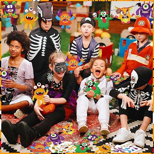 Miniatura 6 de JULBEAR Kits de manualidades de Halloween para niños, 26 piezas de recuerdos de fiesta de Halloween, haz tu propio monstruo, calcomanías de