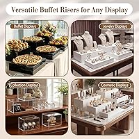 Vista 8 de Leinuosen Juego de 7 elevadores de buffet extra grandes de 8" a 14" caja de exhibición de acrílico cuadrada elevador de mesa de postres