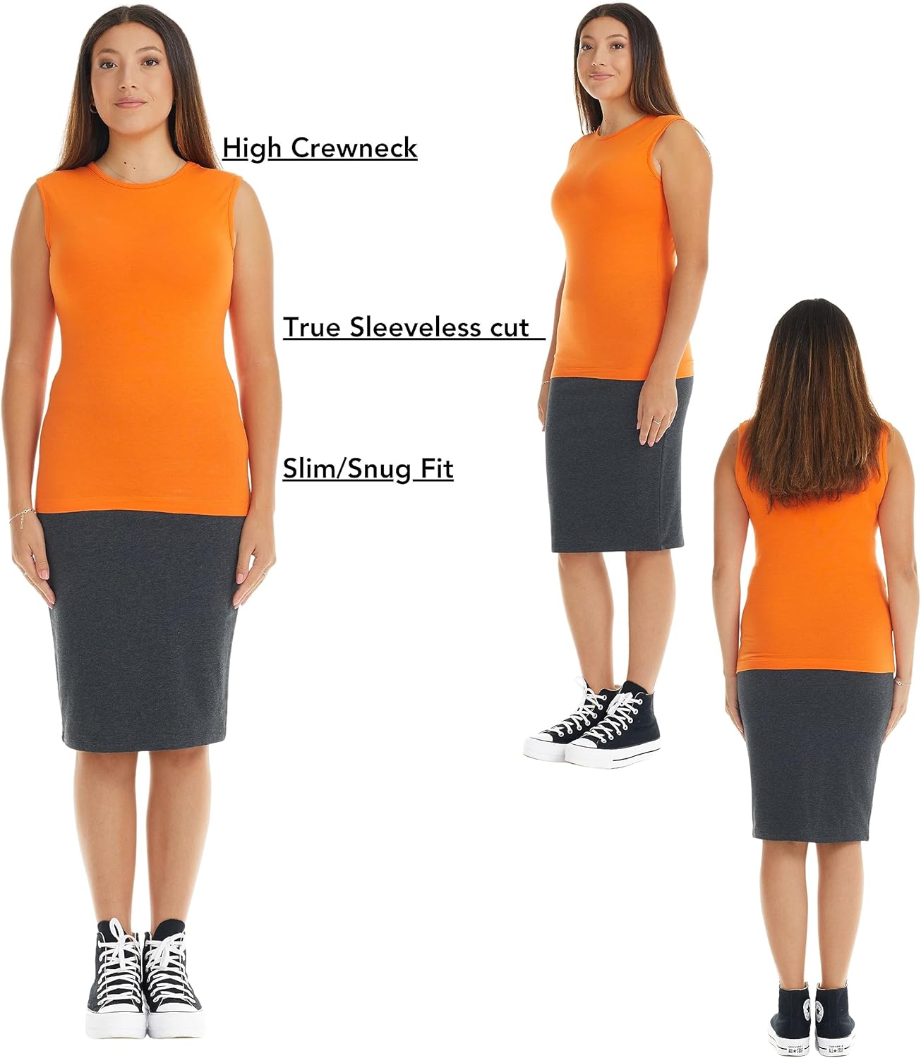 ESTEEZ Women’s Sleeveless Fitted Tank Top – Stretch Cotton Blend, Layering Essential - Image 3