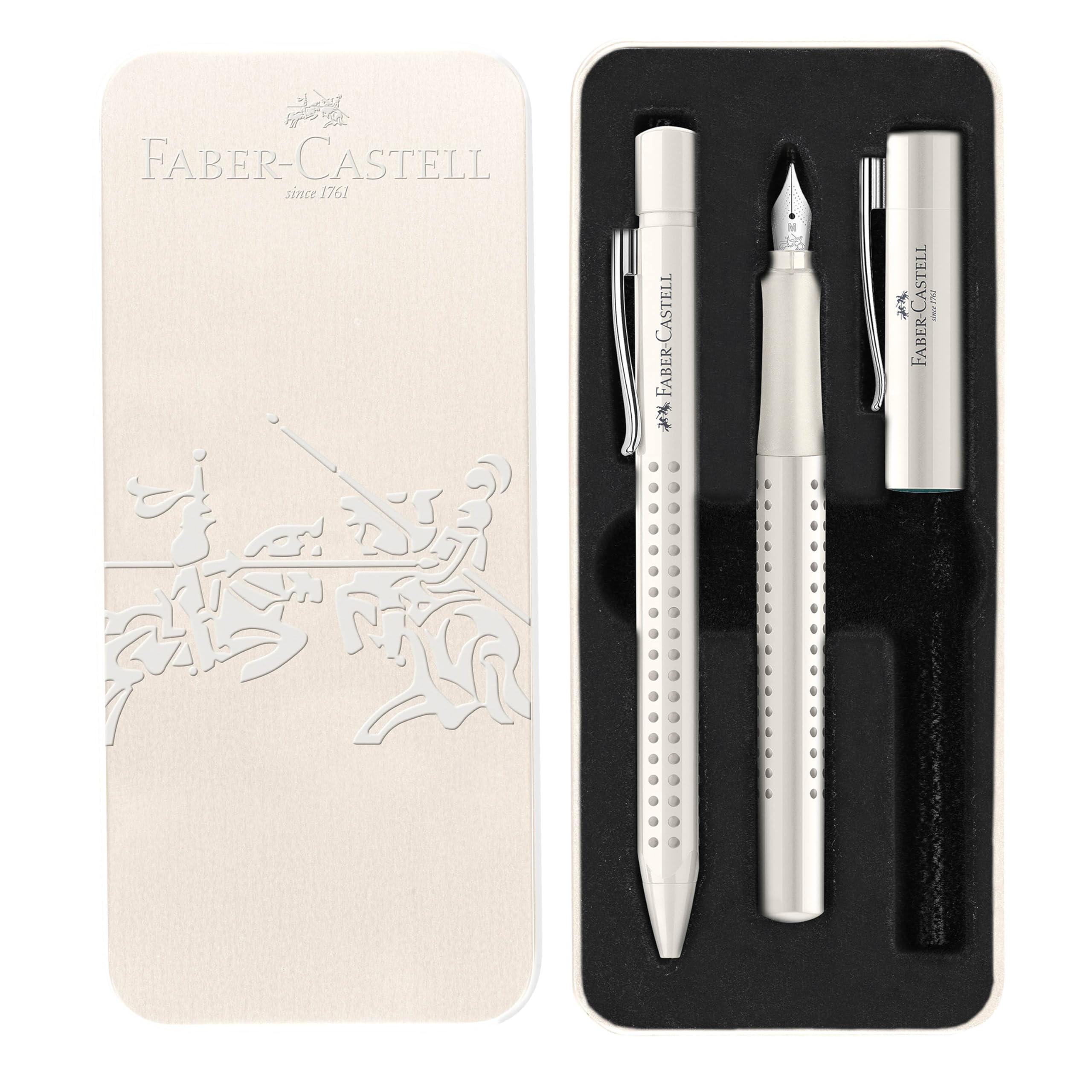 Faber-Castell 201527 - Set d'écriture Grip 2010, stylo à bille et plume, lait de coco, 1 pièce