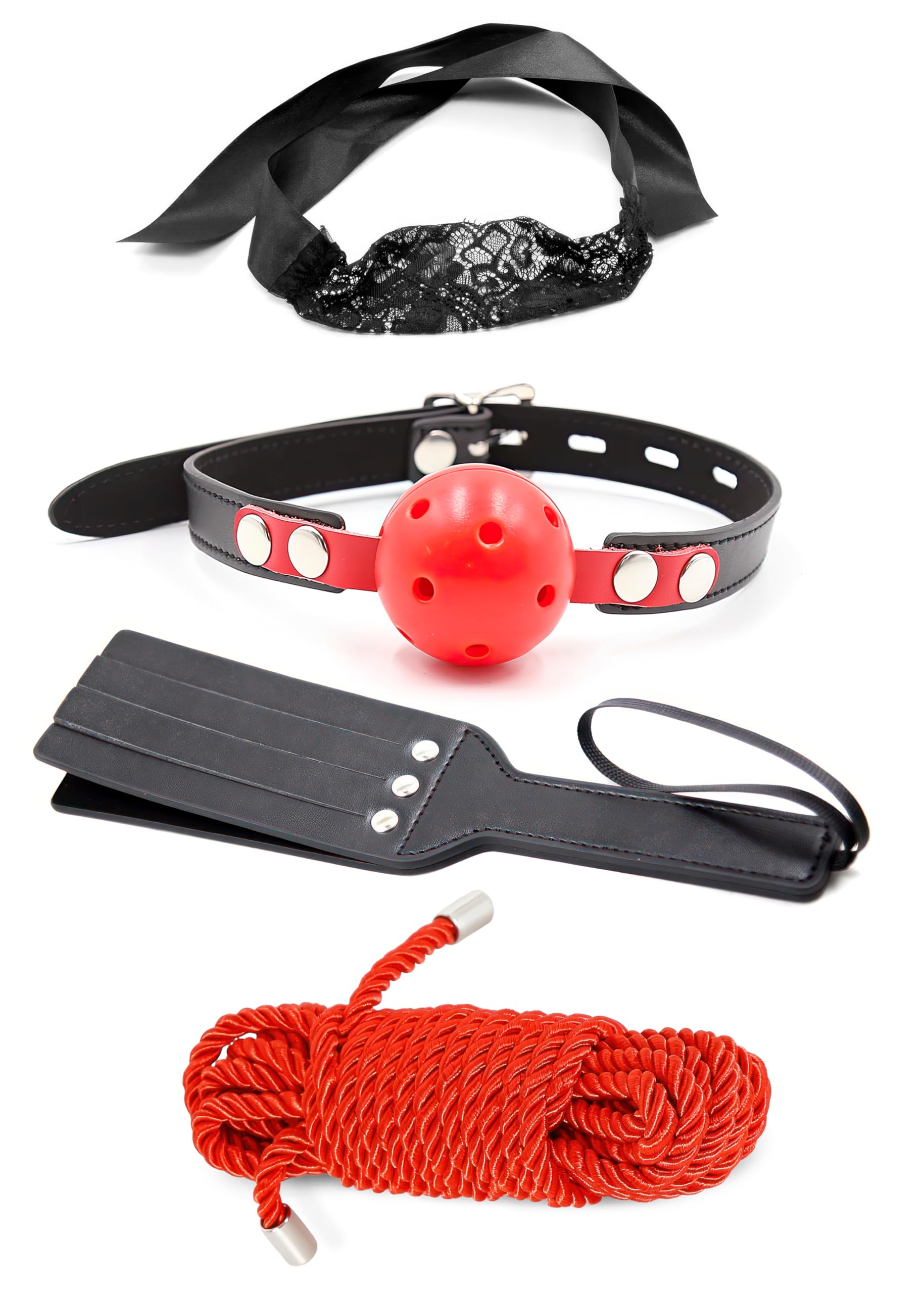 Breathable Mouth Ball, Leather Short Paddle for Adults, Lace Mask, Soft Rope Braided Rope Cord Multipurpose Black 17 Feet 6mm