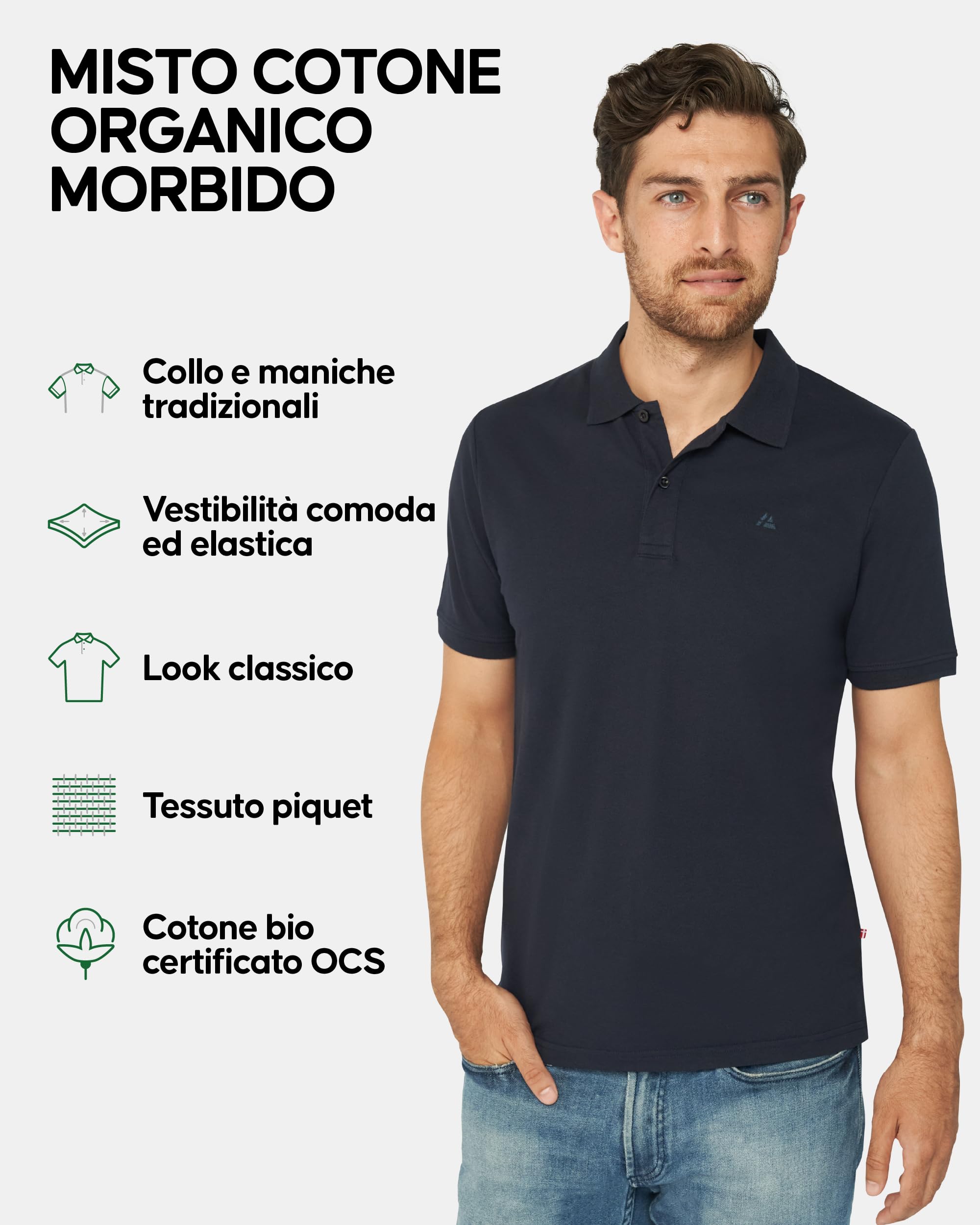 DANISH ENDURANCE Polo Uomo Manica Corta in Cotone Biologico Premium, Polo T-Shirt Uomo, Casual, 1 o 2 Paia