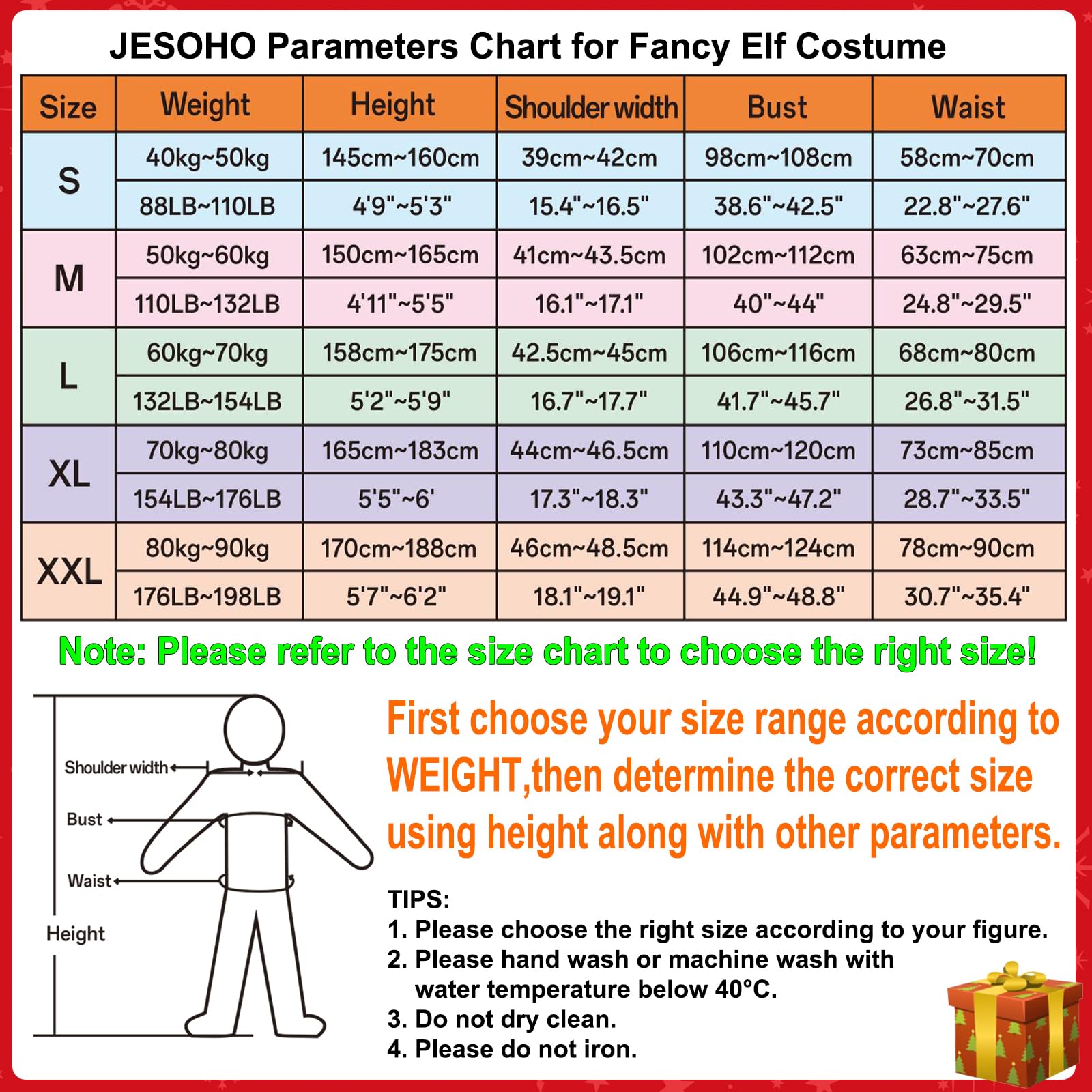 JESOHO Costume d'elfe unisexe pour adulte, déguisement de Noël, haut vert, pantalon rouge, ceinture, chapeau, couvre-chaussures. (Taille : S, M, L, XL, XXL)
