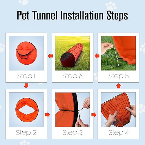 Miniatura 6 de Houseables Túnel de agilidad para perros, túnel para perros, equipo de agilidad, carrera de obstáculos para cachorros, gateando, parque para