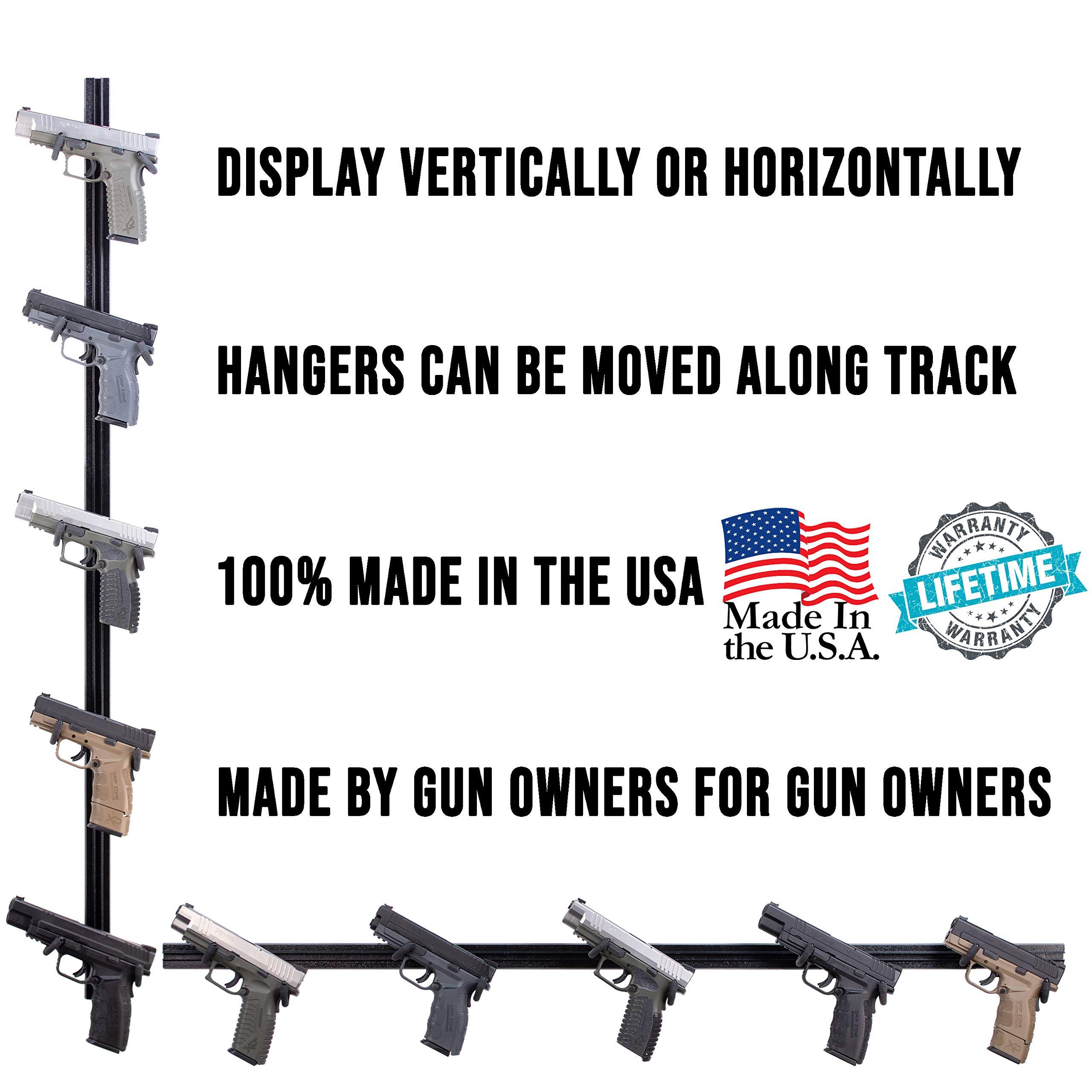 Hold Up Displays Wall Mount Gun Rack for 5 Handguns Pistols and