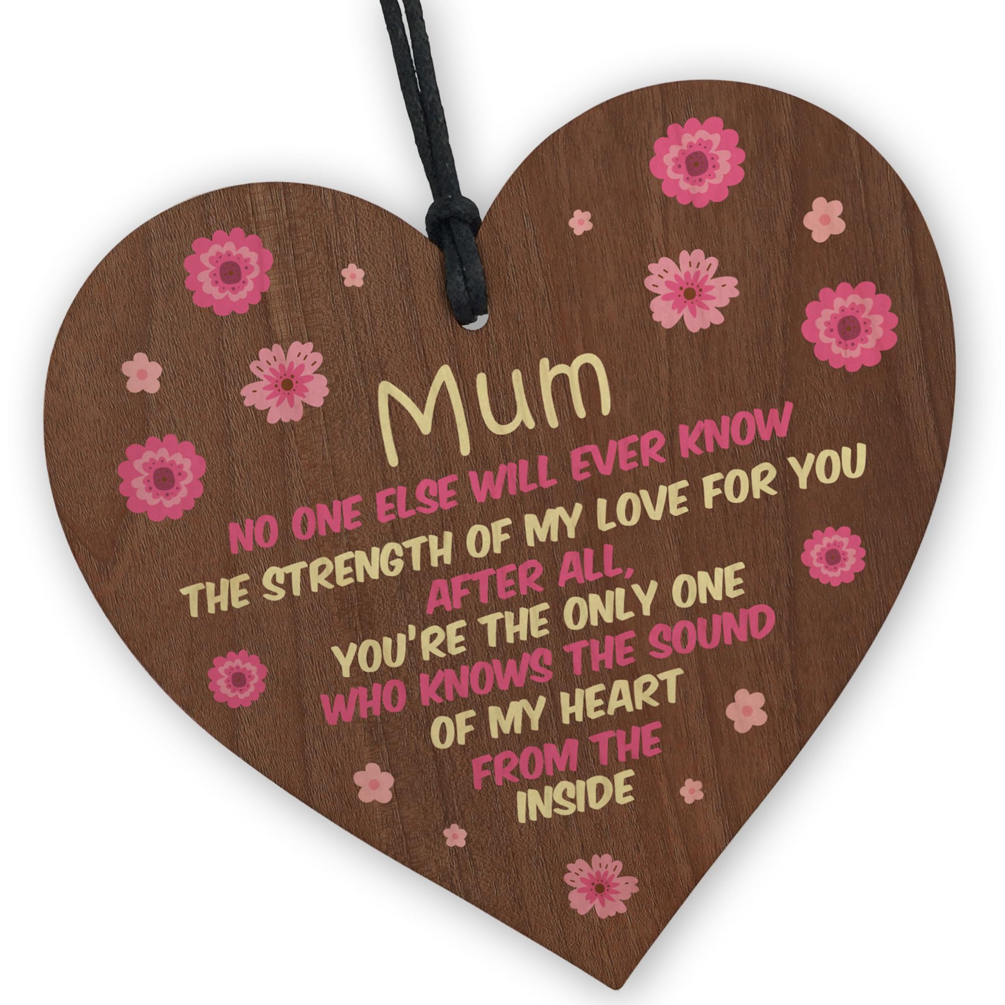 Red Ocean Mum Gift From Son or Daughter, Birthday Gift For Mum, Mum Birthday Gifts From Children, Mother's Day Gifts For Mum, Wooden Heart Keepsake Plaque For Mum
