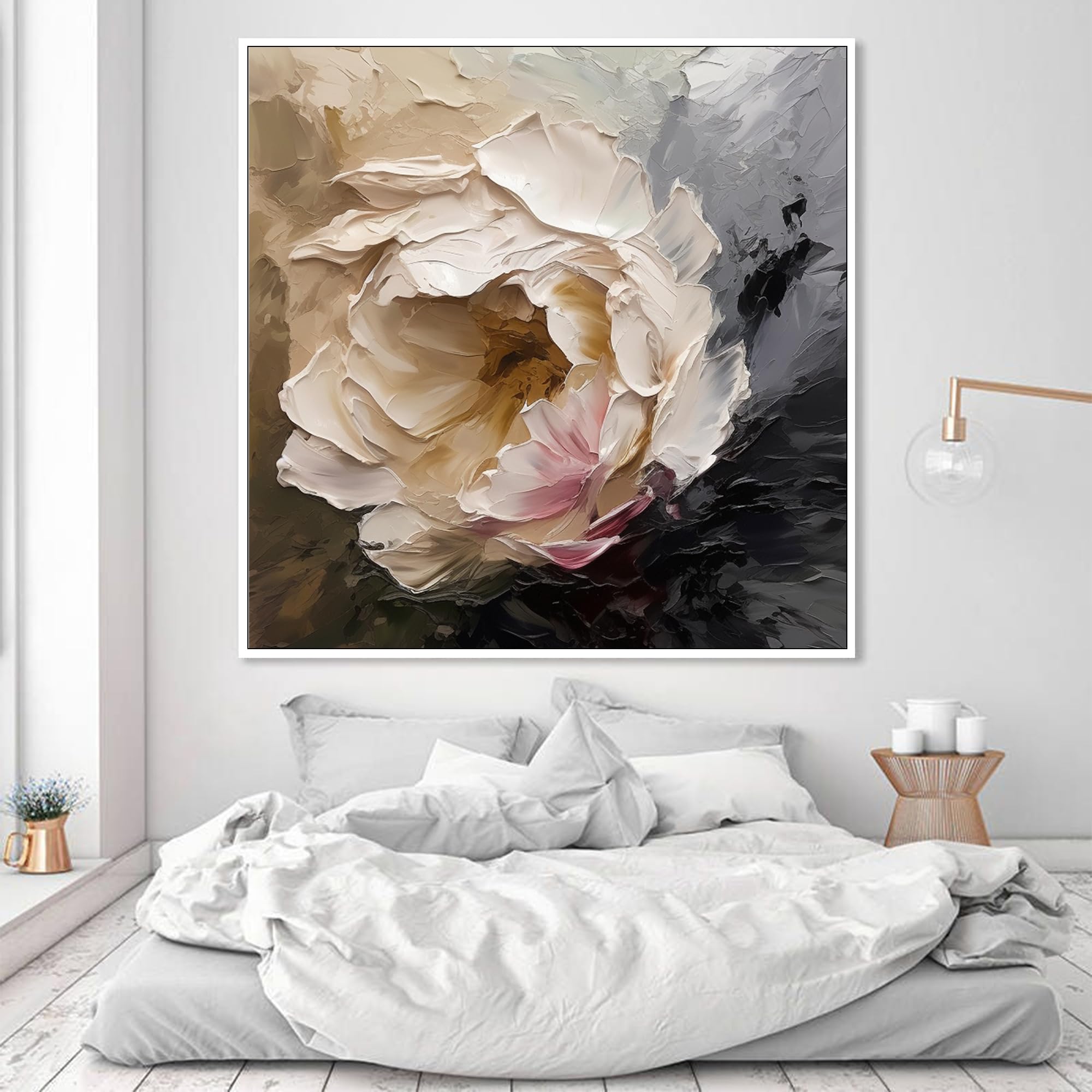 Amazon.com: ‎UYLHJKLZ Abstract Pink Flower Oil Painting On Canvas