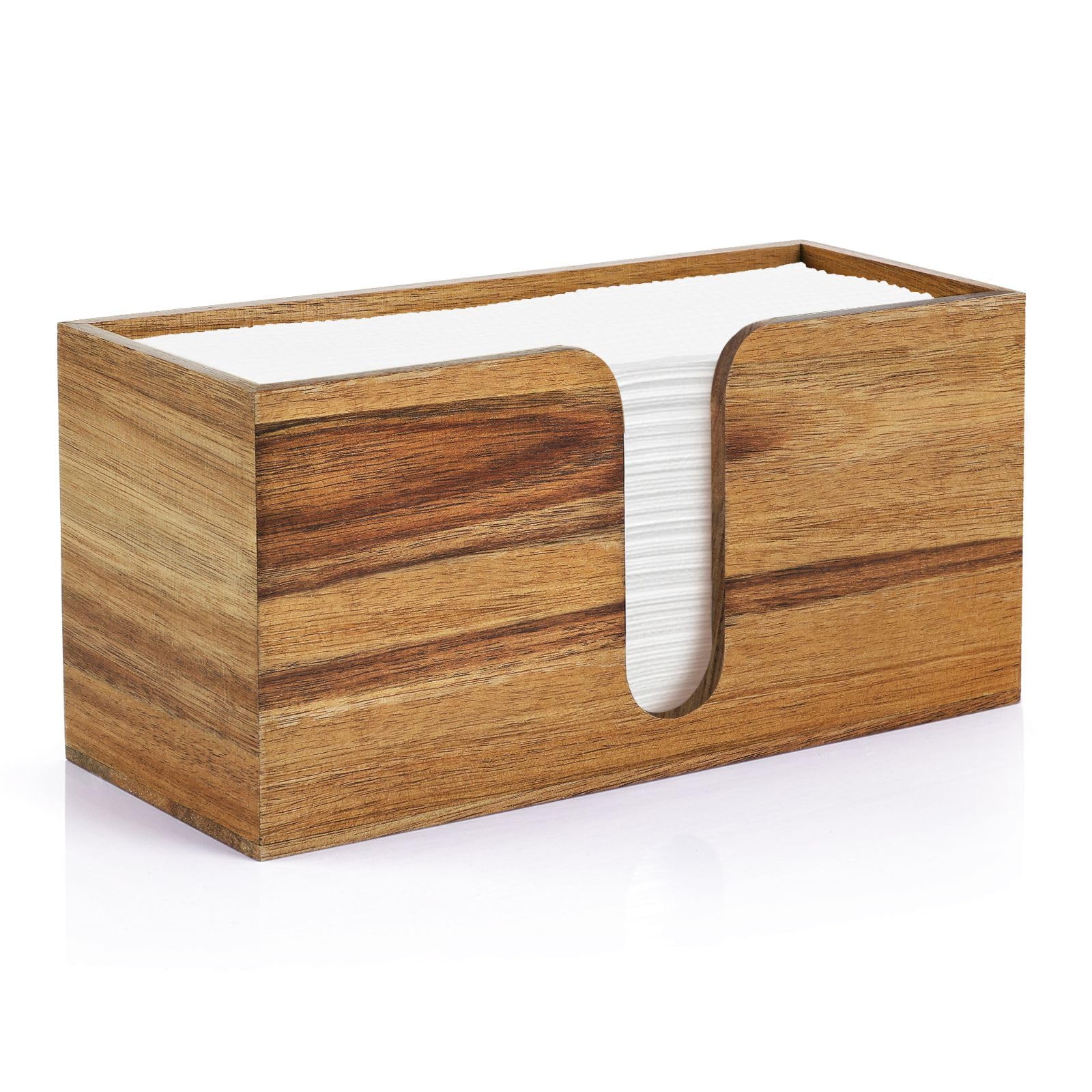 HOMIEE Acacia Wood Paper Towel Dispenser Countertop, Anti-Slip Tissue Box