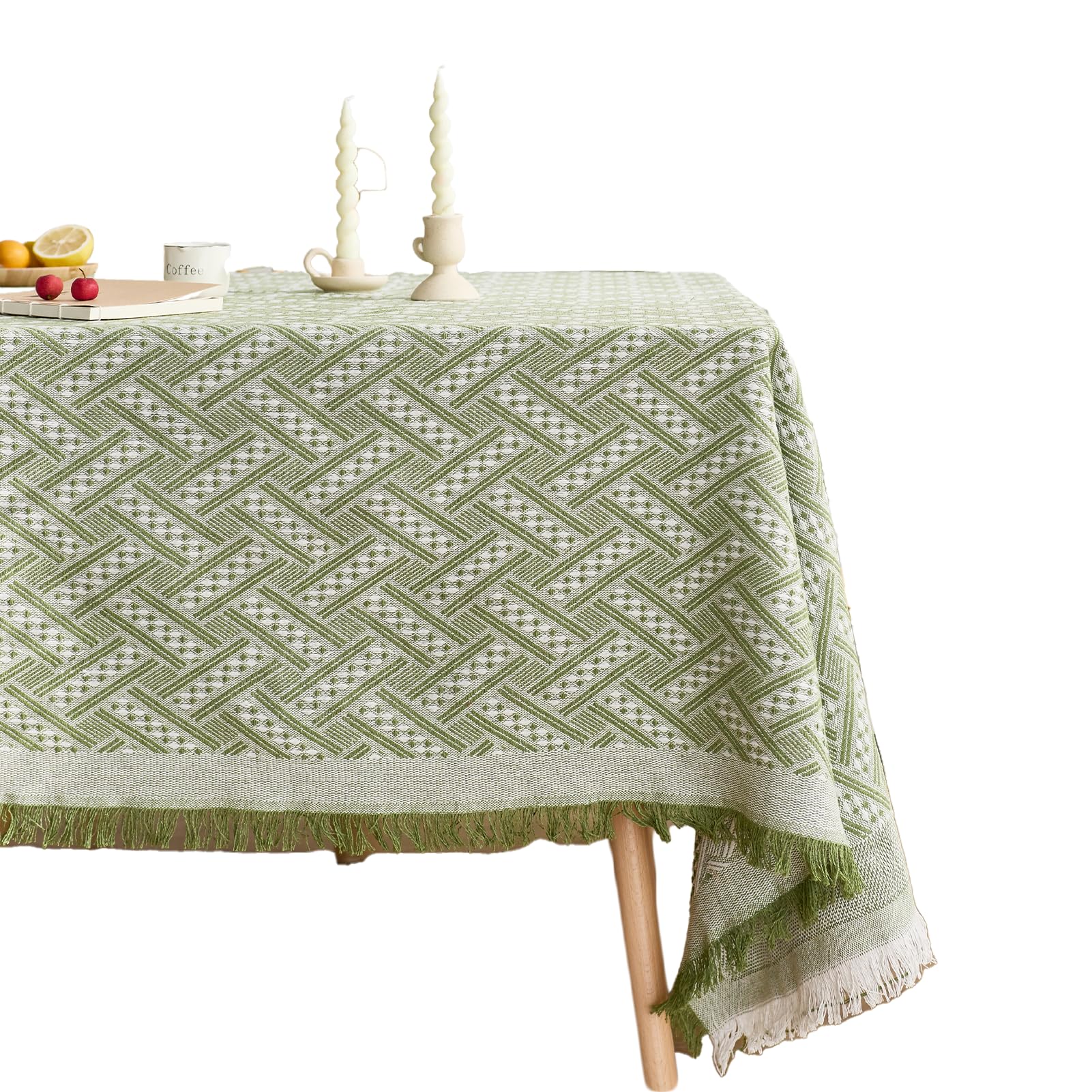 Nappe rectangulaire jacquard 130x180 antidérapante et facile à nettoyer verte