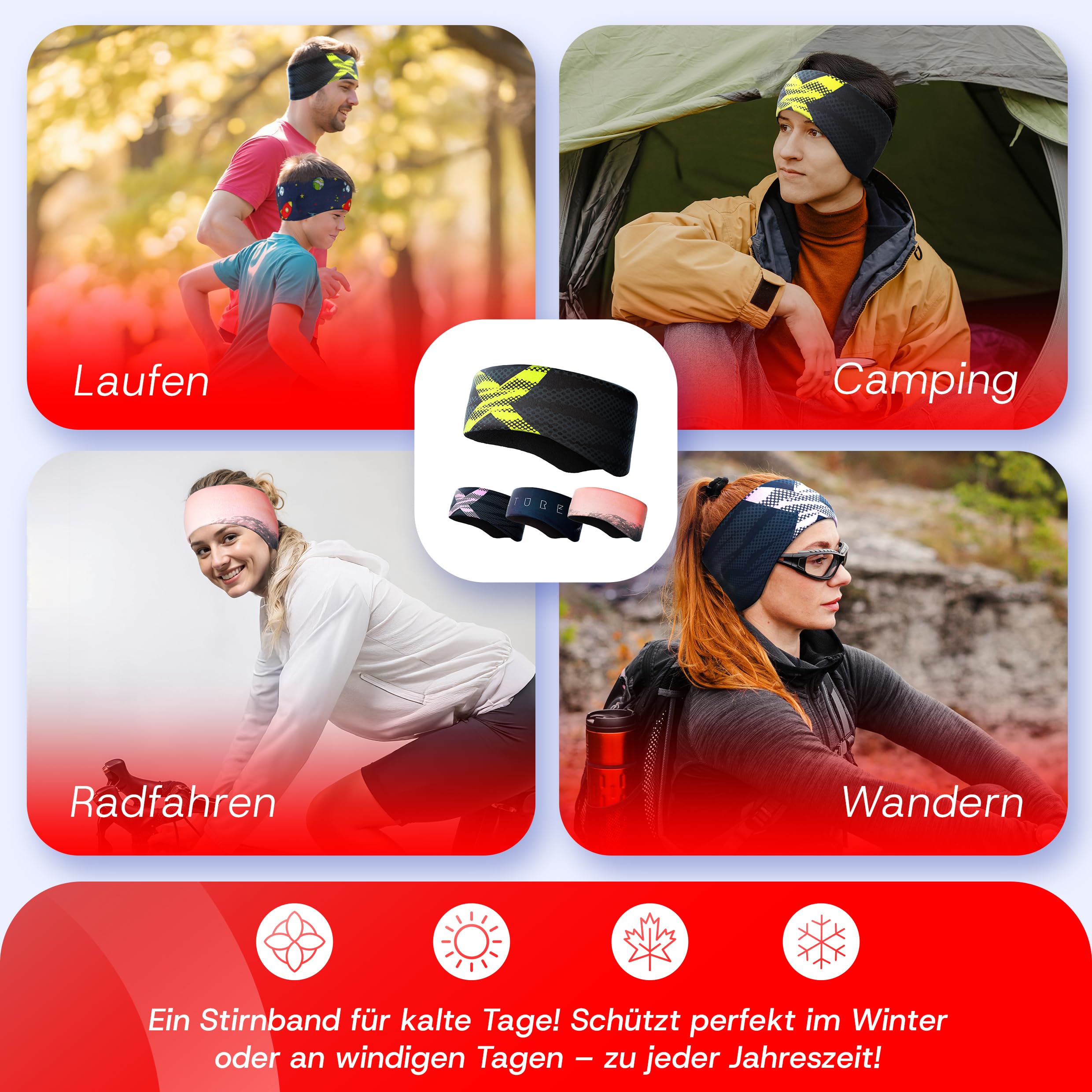 Bandeau de sport en polaire chaud pour les températures glaciales, cache-oreilles, bandeau, bandeau, randonnée, course, vélo, ski, loisirs