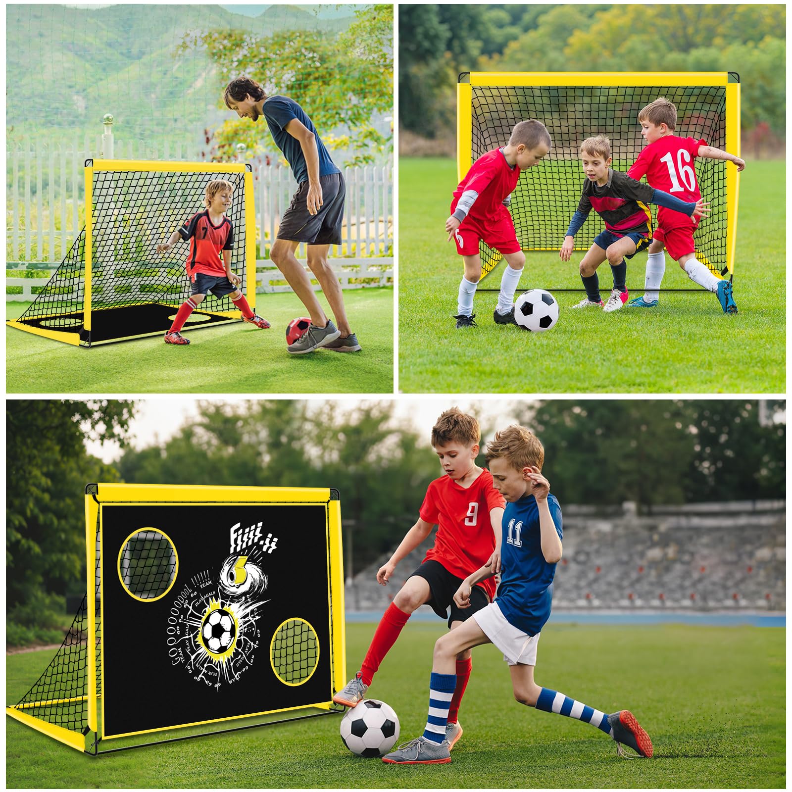 EXTFANS Porta da Calcio per Bambini, Porte da Calcio per Giardino, Rete da Calcio con Borsa per Il Trasporto e 4 Chiodi Rettificati