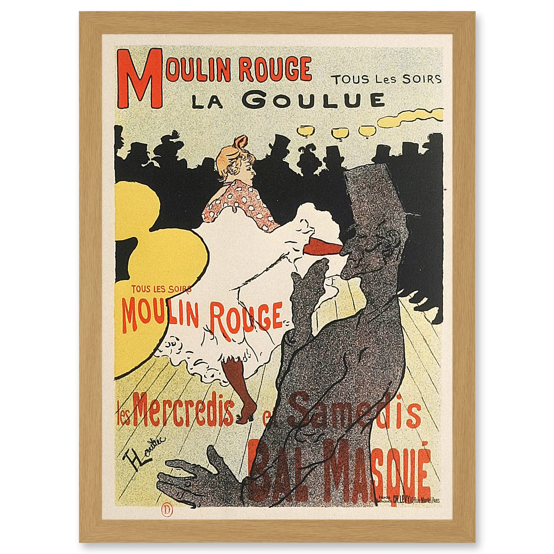 Toulouse-Lautrec Dancer La Goulue Moulin Rouge Framed Art Print - Vintage French Advert Artwork - A4