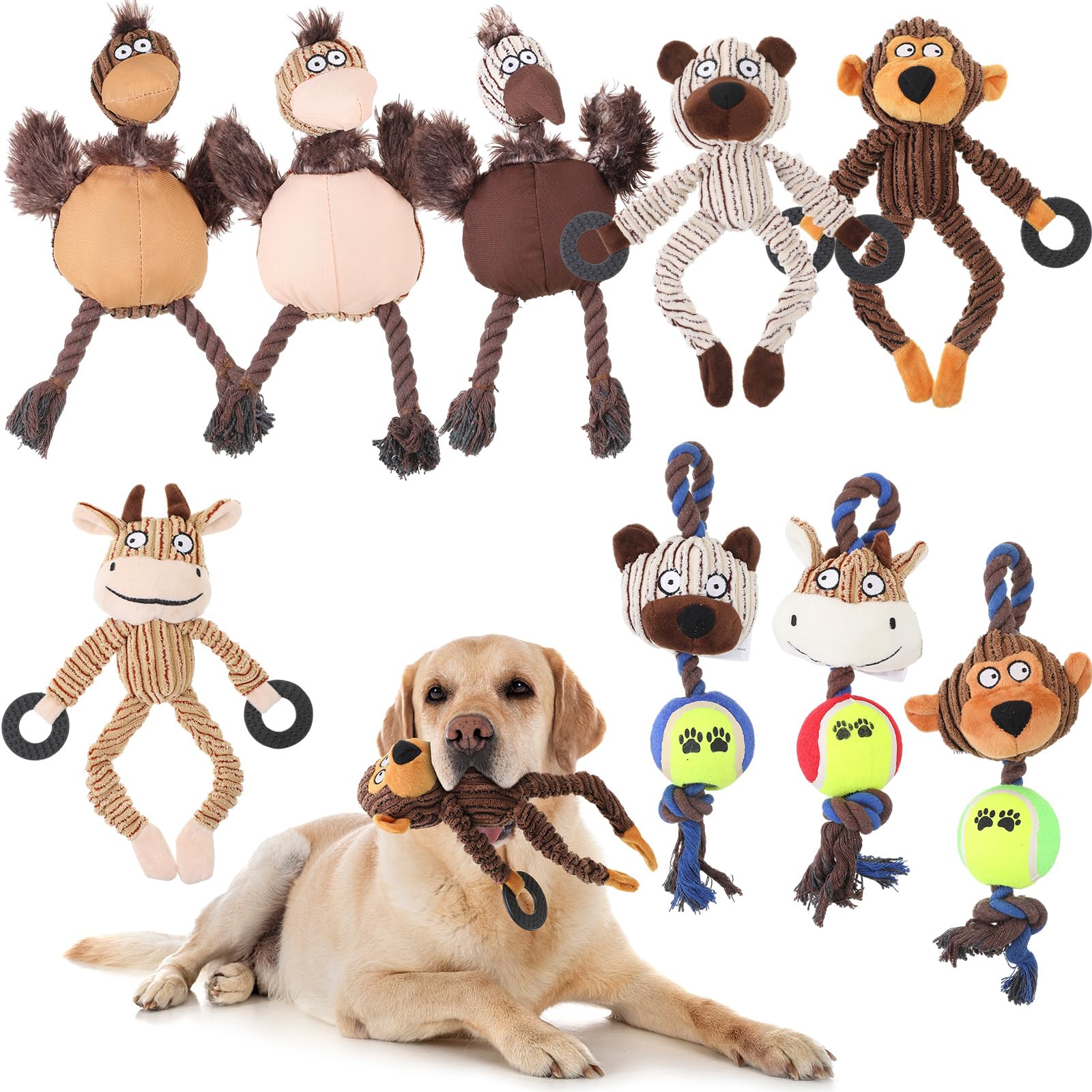 Honoson Quietschendes Plüsch-Hundespielzeug, langlebig, niedlich, weich, für Zahnen, Stofftiere, Kauspielzeug, quietschendes Plüsch für Welpen, kleine, mittelgroße Hunde (schönes Tier)