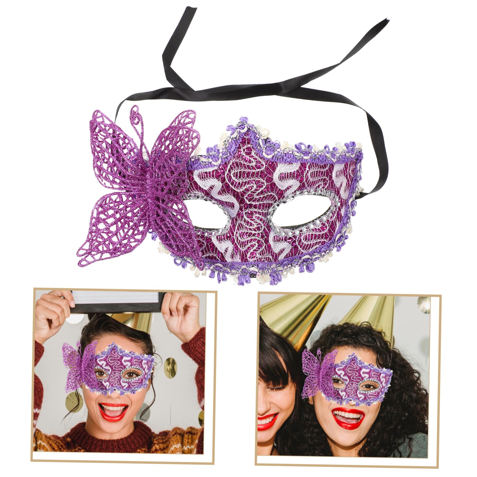 LIFKOME Masks for Masquerade Ball Women Butterfly Half-face Masks Lace for Costumes