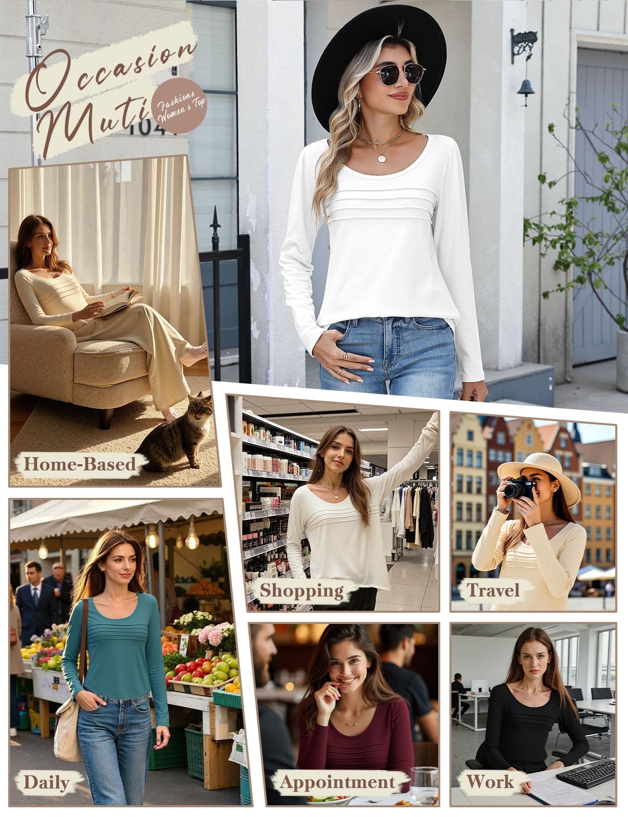 CMTOP Maglia Donna Manica Lunga Maglietta Termica Foderati in Pile Maglietta Girocollo a Maniche Lunghe Top Elegante a Pieghe Camicia Casual Autunno Invernali