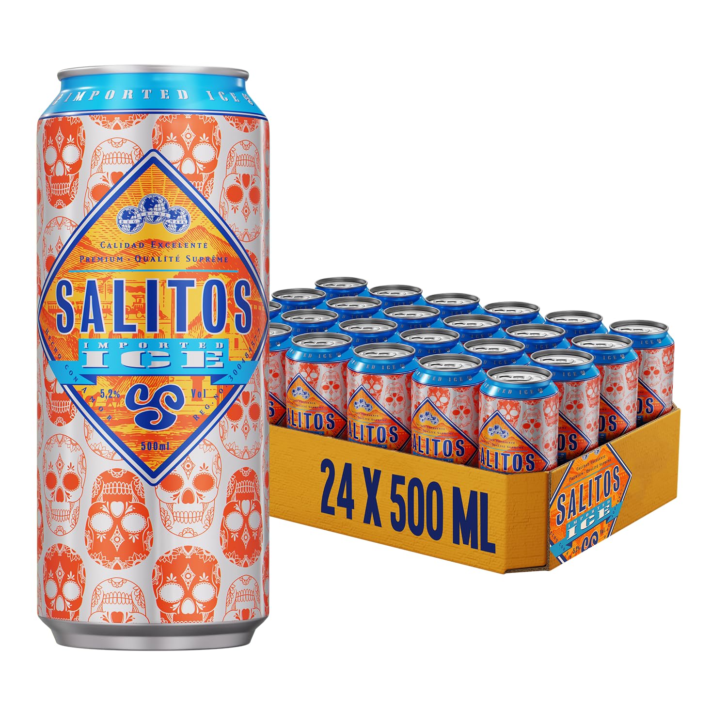 SALITOS ICE 24 x 0,5l Einweg-Dosen Biermischgetränk mit Lemon-Geschmack 5,2% Vol.