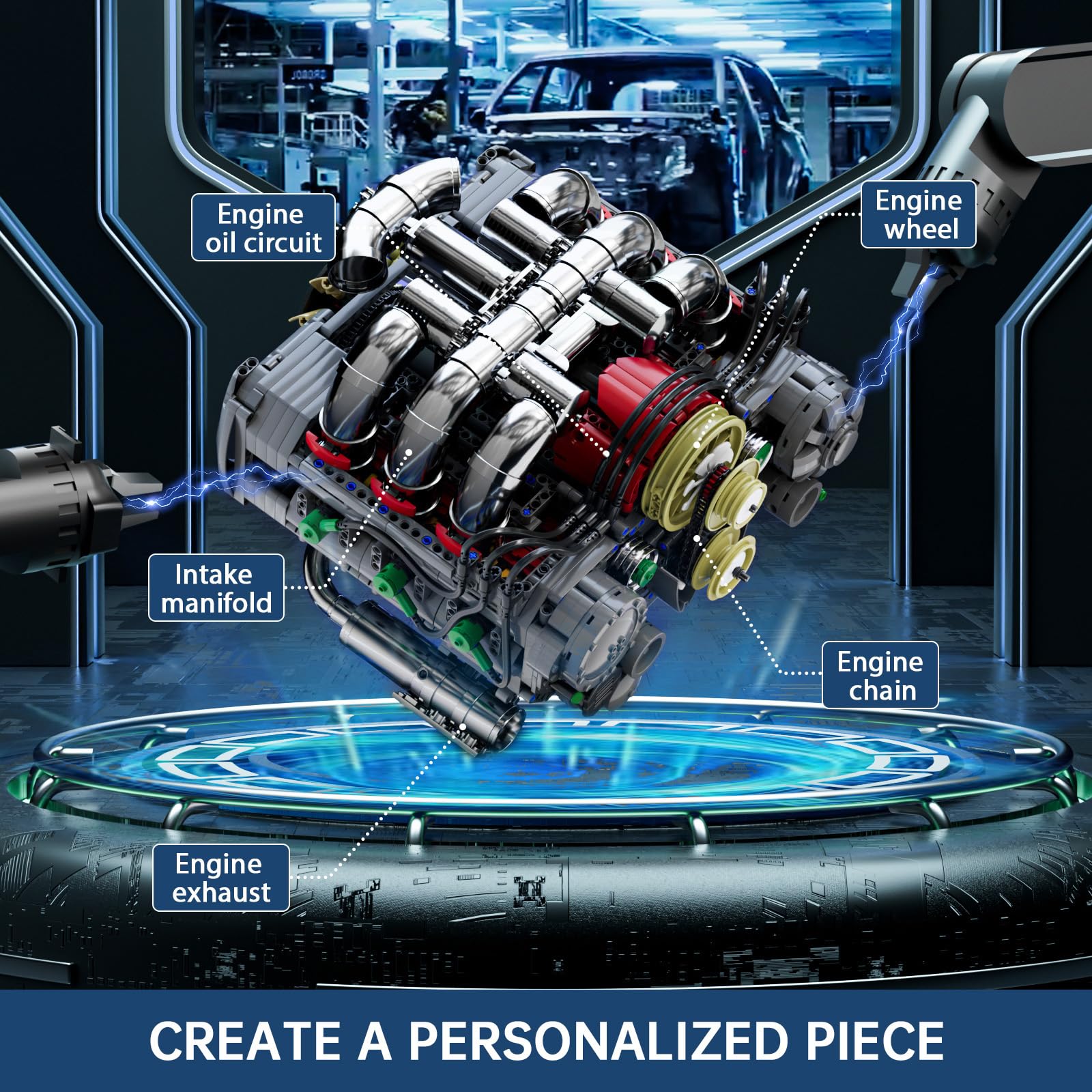 Amazon.com: Mould King Flat Engine Building Sets, V8 Model Engine