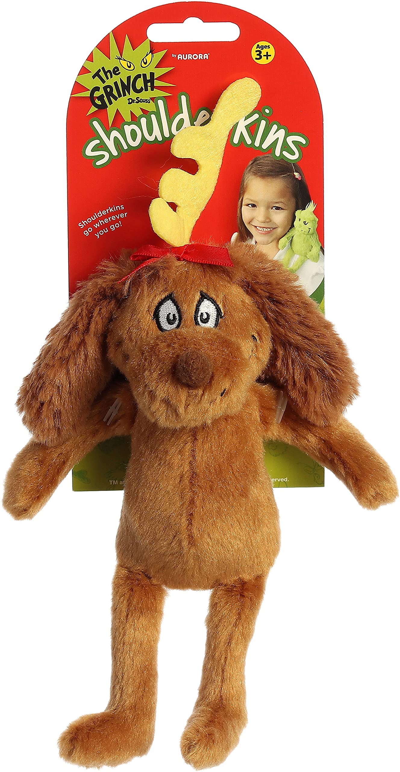 Aurora® Whimsical Dr. Seuss™ Shoulderkin™ Max Stuffed Animal - Officially Licensed Plush for Imaginative Play - Perfect for Kids and Adults - Brown 7 Inches
