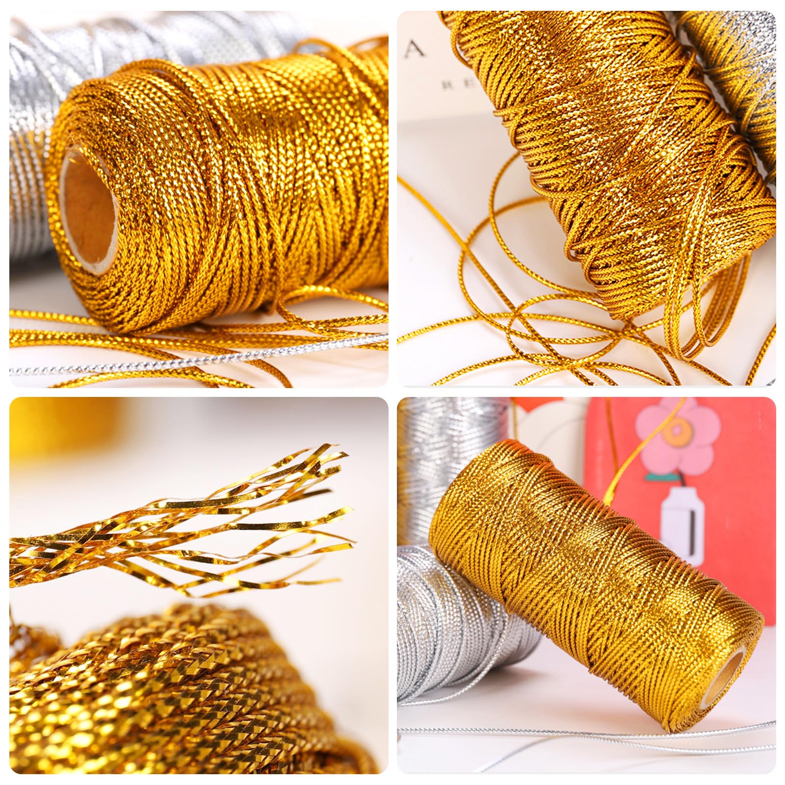 Cordoncino oro Filo Dorato per Decorazioni Spago oro 2 Rotoli 100m Cordoncino oro Filo Dorato per Decorazioni Spago oro 2 Rotoli 100m