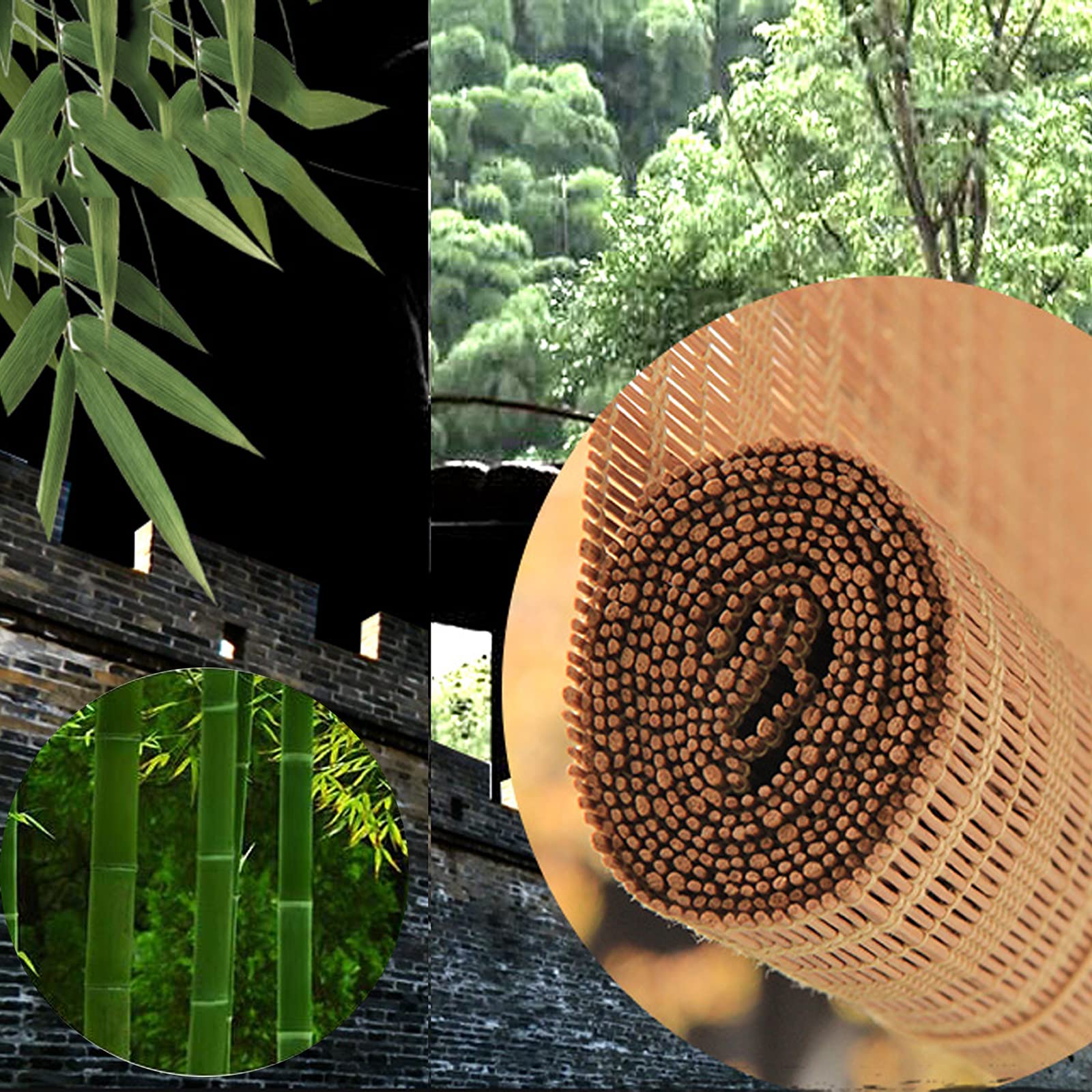 Japanse stijl bamboe rolgordijnen, indoor/outdoor rolgordijnen, bamboe jaloezieën, gemakkelijk op te rollen, ademend zonnescherm privacy voor balkon studie kantoor hotel bamboe gordijnen