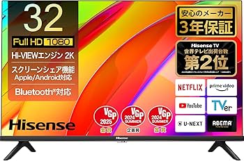 Amazon | ハイセンス 32V型【3年保証】32E4N フルハイビジョン 液晶