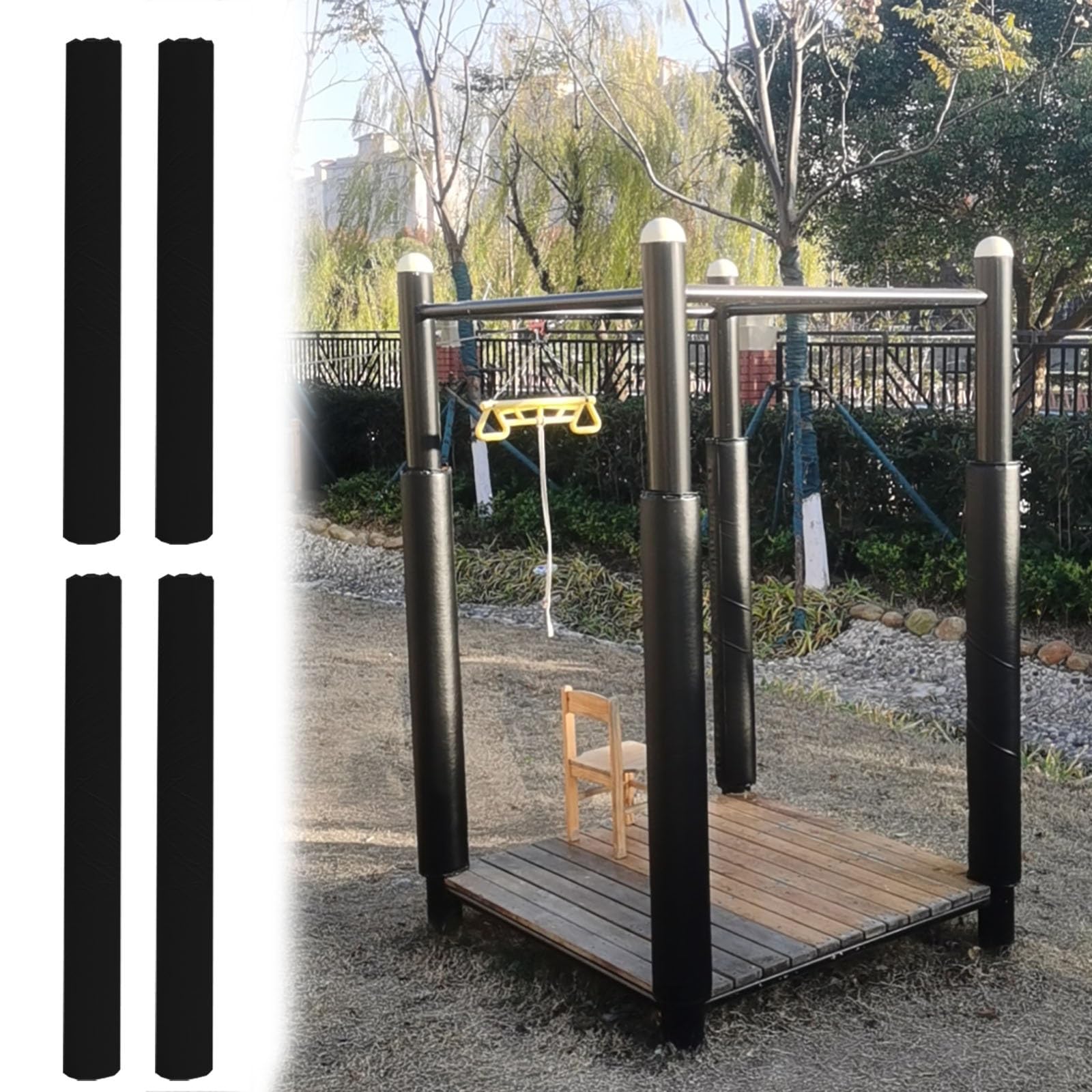 MLYAYE Playground Pole Padding 4.5 Inch Dia, Outside Parks Basketball Hoop Pad for Round Tube/Cement Post/Workout Pole, Vibration Damping, All-Weather Awning Columnar Cover(Set of 8,H 6ft)