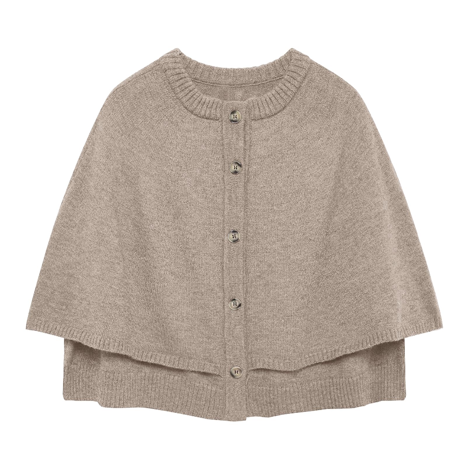 KEOMUD Women Cape Sweater Casual Cropped Cardigan Button Up Knit Poncho Sweater Shawl for Fall Winter
