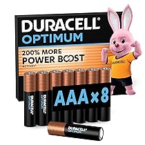 DURACELL Optimum AAA Batterie (Confezione da 8 ) – Batterie Alcaline da 1,5 V – 200% Più Attivi Power Boost – Soddisfano le Esigenze dei Dispositivi Moderni – 100% Riciclabili – MX1500