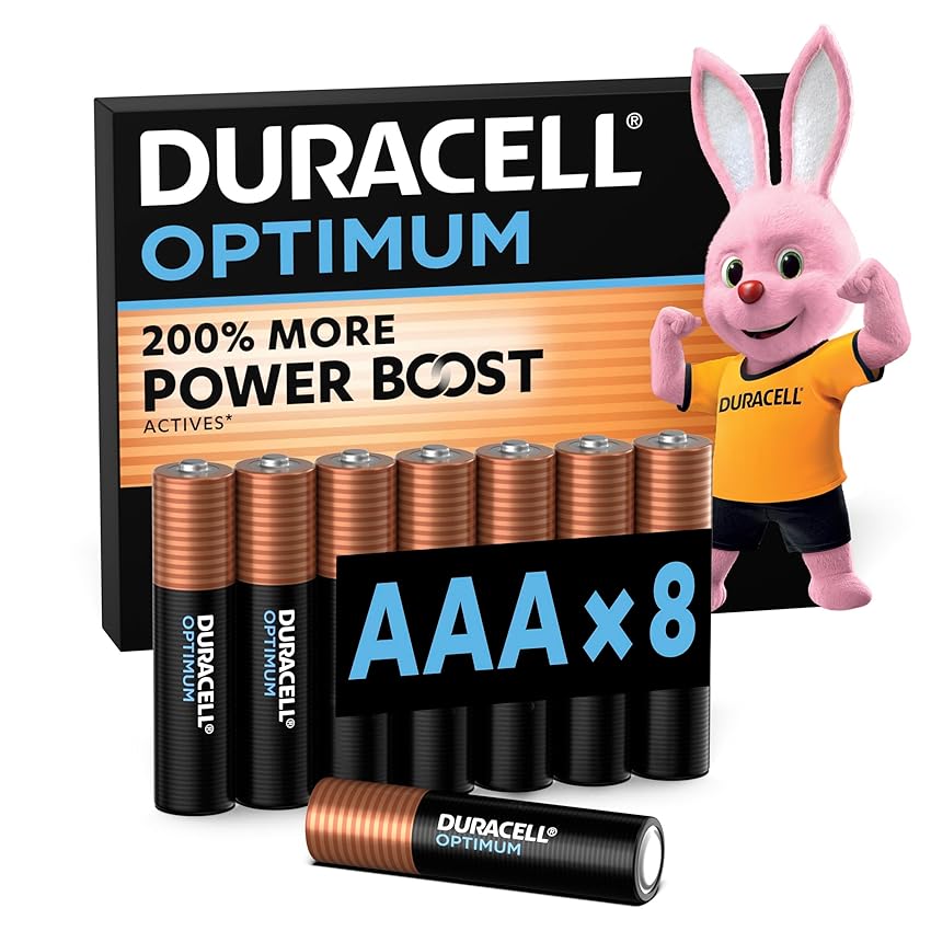 DURACELL Optimum AAA Batterie (Confezione da 8​) – Batterie Alcaline da 1,5 V – 200% Più Attivi Power Boost – Soddisfano le Esigenze dei Dispositivi Moderni – 100% Riciclabili – MX1500