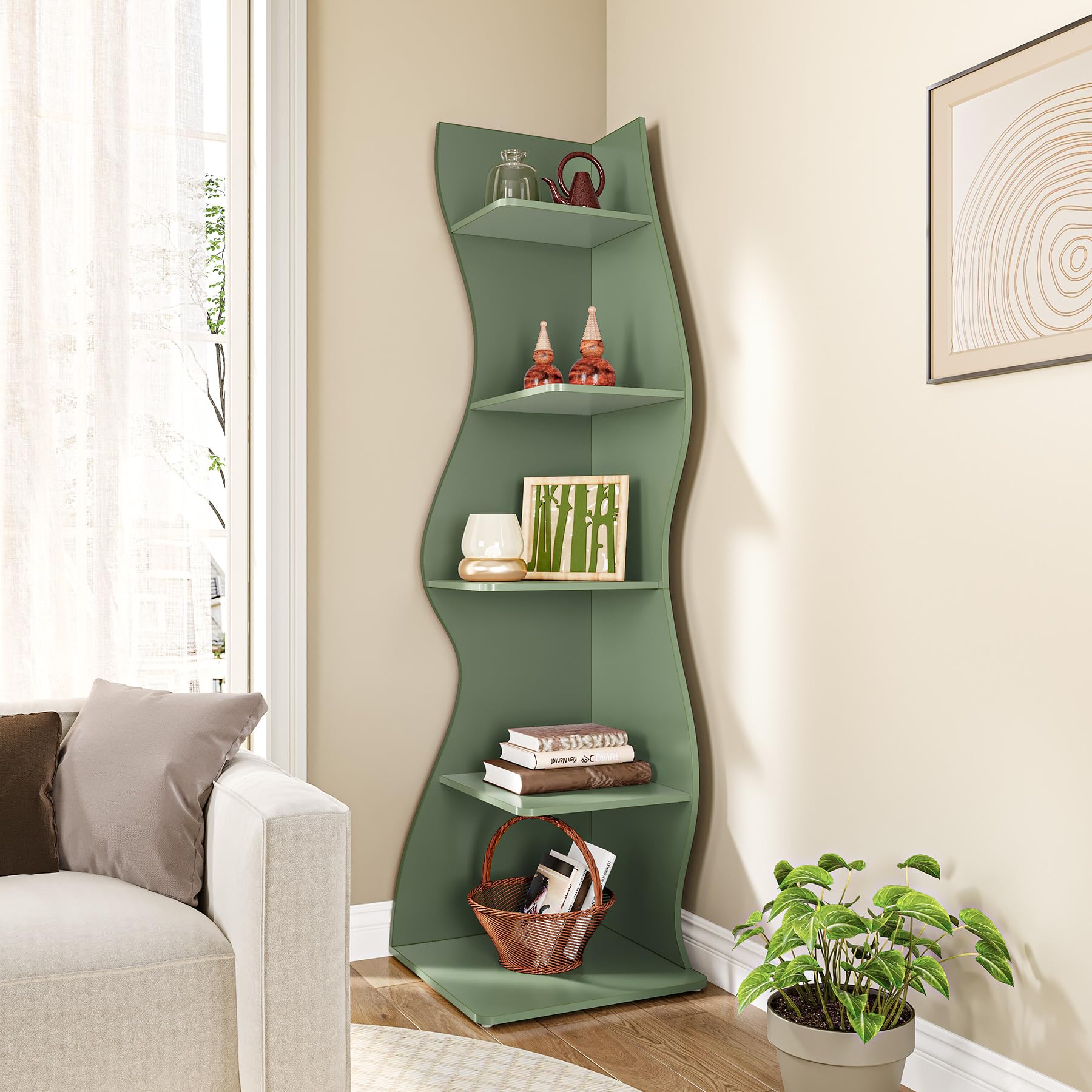 Amazon.com: LITTLE TREE Small Corner Shelf, Modern 5-Tier Wall