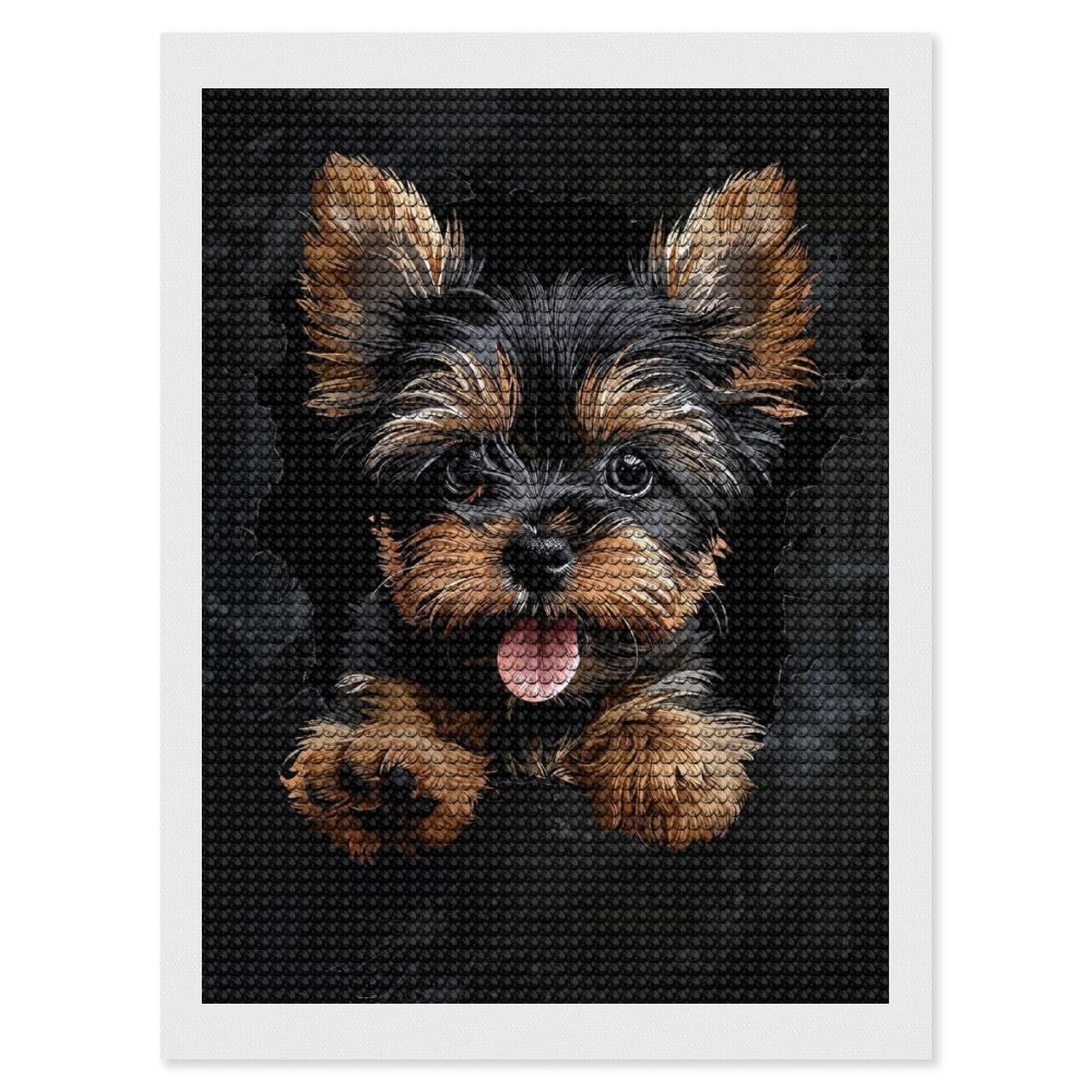 Junmoney Yorkshire Terrier(2) Diamond Painting Canvas Set 12"x16", for Beginners, Complete Accessories, Christmas Gift, Modern Decor