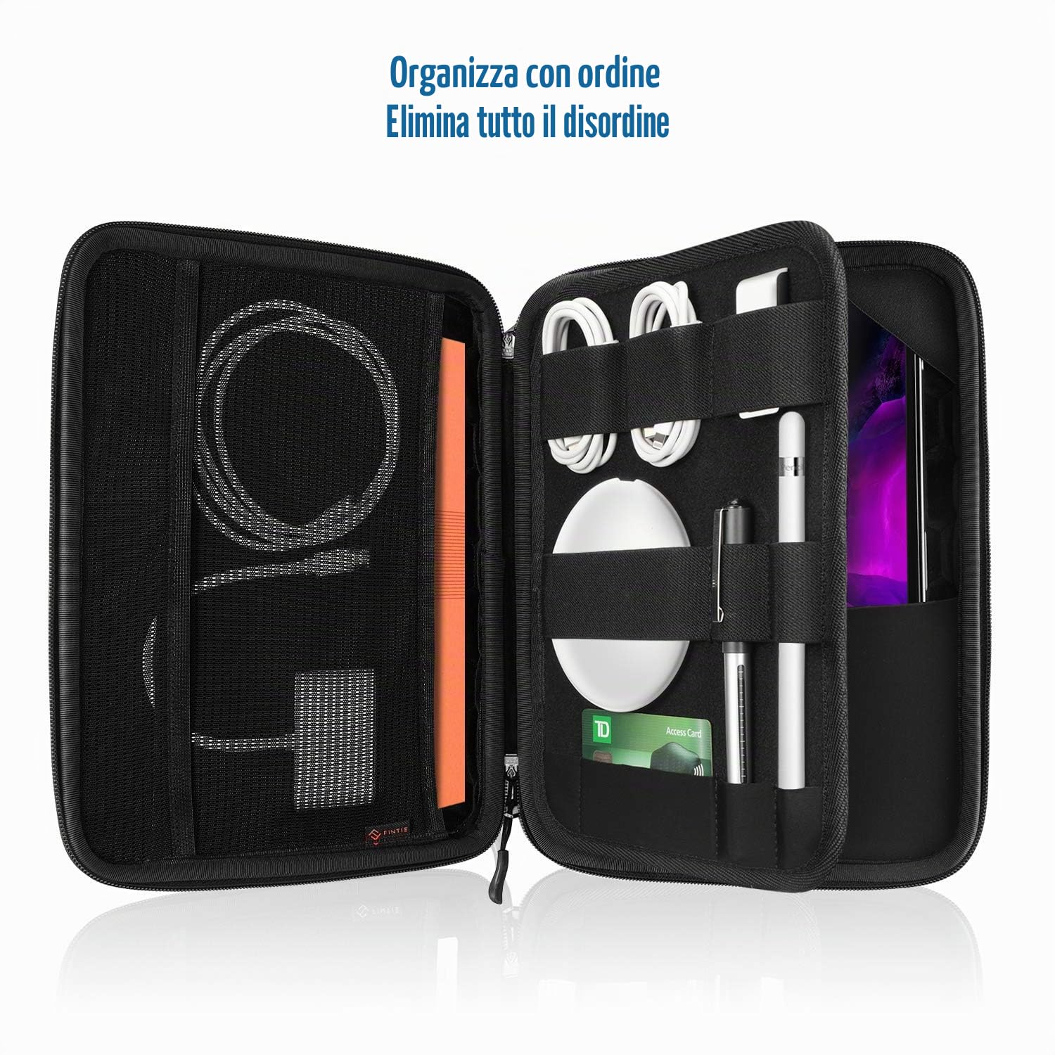 FINPAC Portfolio Borsa per 11" iPad Pro M5/M4 & iPad Air M4 M3 M2 2026-2024, 11" iPad 11 A16 2025, 10,9" iPad Air 5/iPad 10, Tablet Idrorepellente Rigida Custodia con Organizer Supporto per Accessori