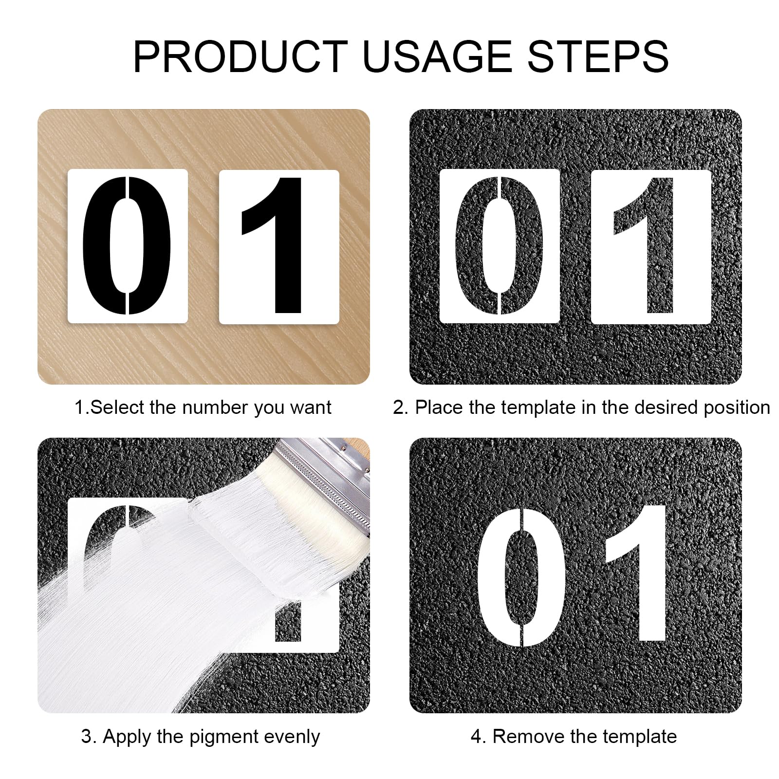 Numeri Stencil Grandi, Riutilizzabili con Numeri in Plastica, 10 Stencil Singoli per Marcatura di Posti Auto in Garage (20CM)