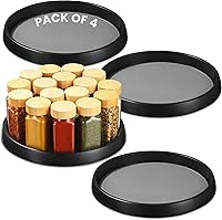 Oizeir 10 Inch Lazy Susan Turntable Set of 4 Black - Non-Skid Rotating Organizer for Kitchen Cabinets, Pantry, Bathroom Storage