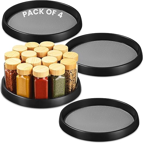 Oizeir Lazy Susan de 10 pulgadas (juego de 4) – Plataforma giratoria antideslizante para gabinete para maximizar el almacenamiento y simplificar la
