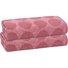 2 Pack Circles 100% Cotton Yarn Dyed Bath Sheet Towel, Rose-Burgundy, 32x64 Inches