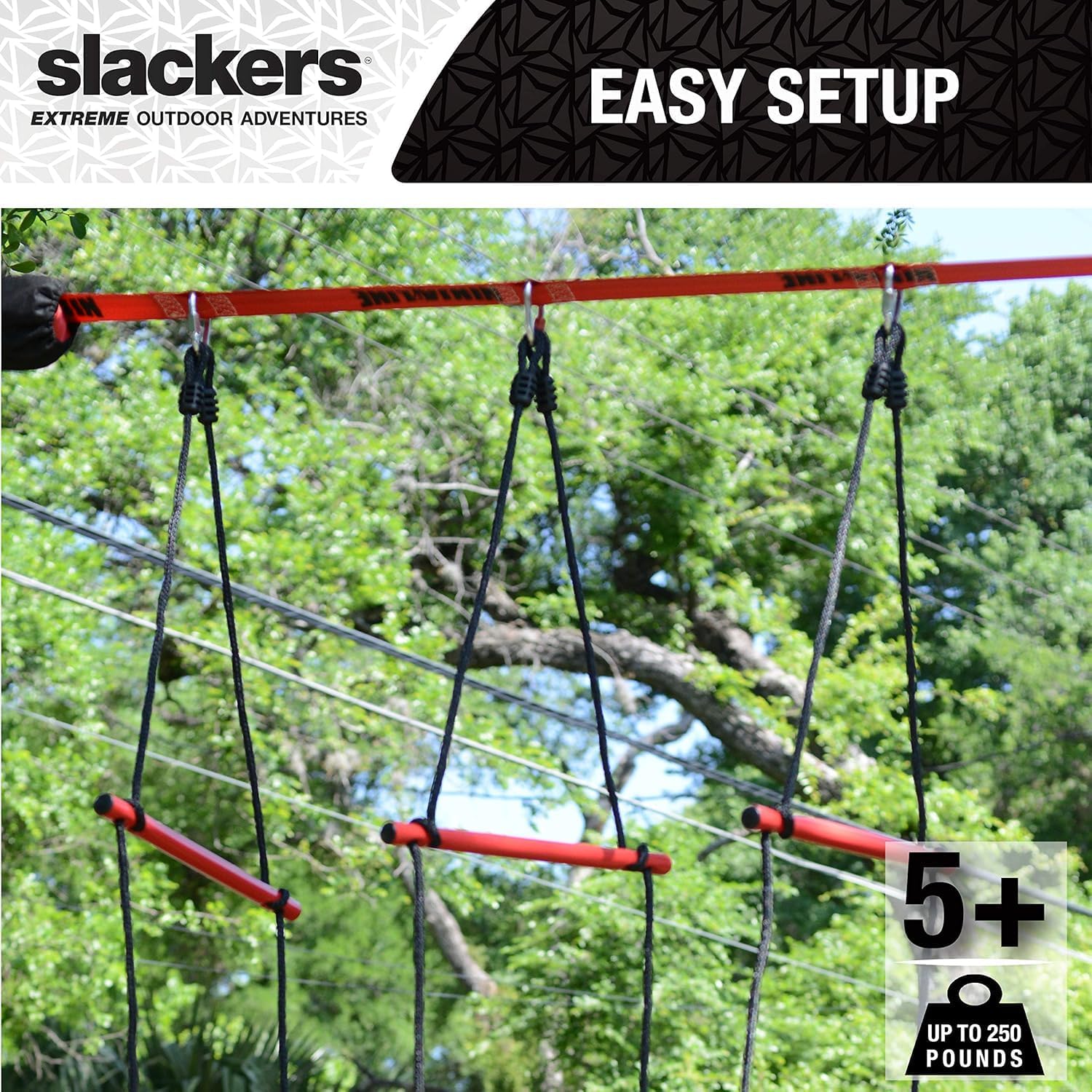 Slackers Backyard Ninja Course 3 Pack Bundle - Ninjaline 36' Intro Kit, Bachar Ladder, and Rickety Bridge