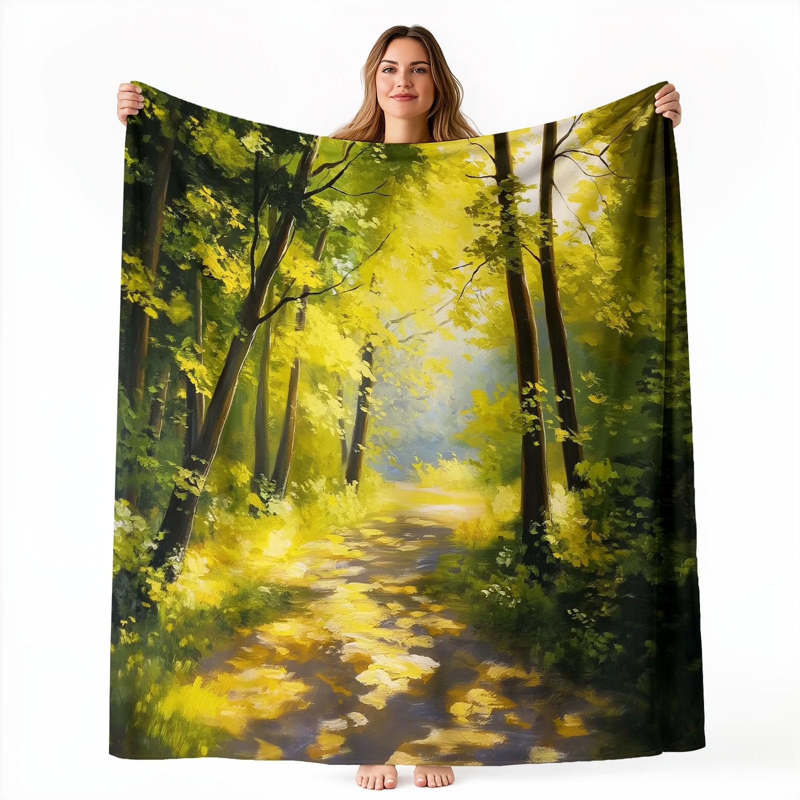 FlanellDecke 150 x 200 cm Grün Ganzjahres-Bedruckte Decke weich bequem