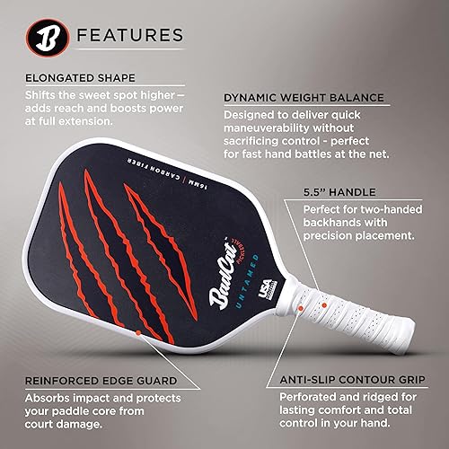 Miniatura 6 de Untamed Paddle  Fibra de carbono T700 cruda para un máximo giro, potencia y control  Diseño termoformado ligero profesional de 0.630 in  Paleta