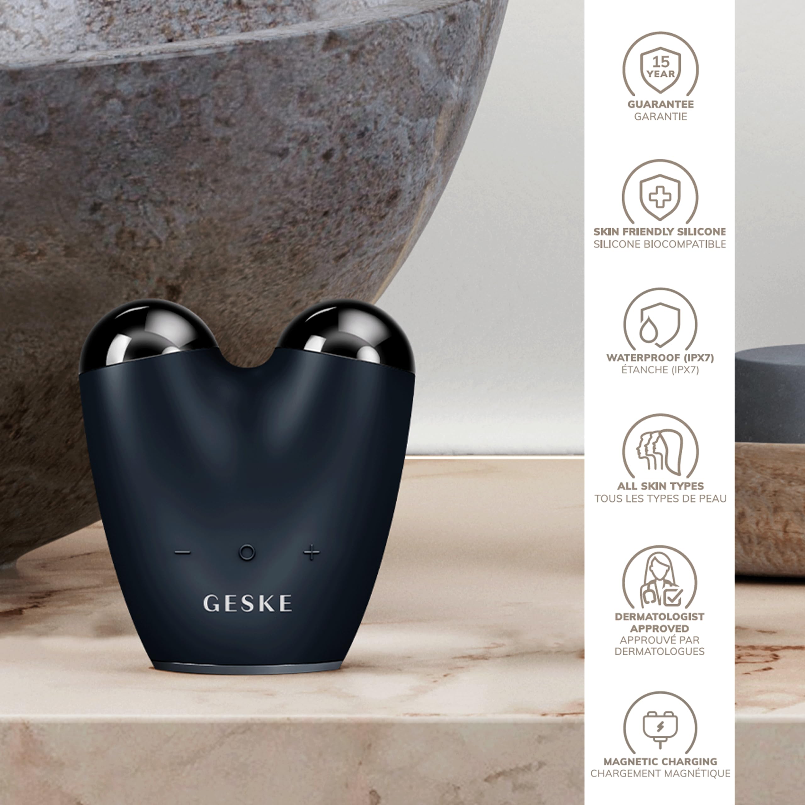 GESKE | Dispositivo lifting viso a microcorrente SmartAppGuided™ | 6 in 1 | Lifting facciale | Strumenti per la cura della pelle | Dispositivo anti-età | Microcorrente anti-rughe