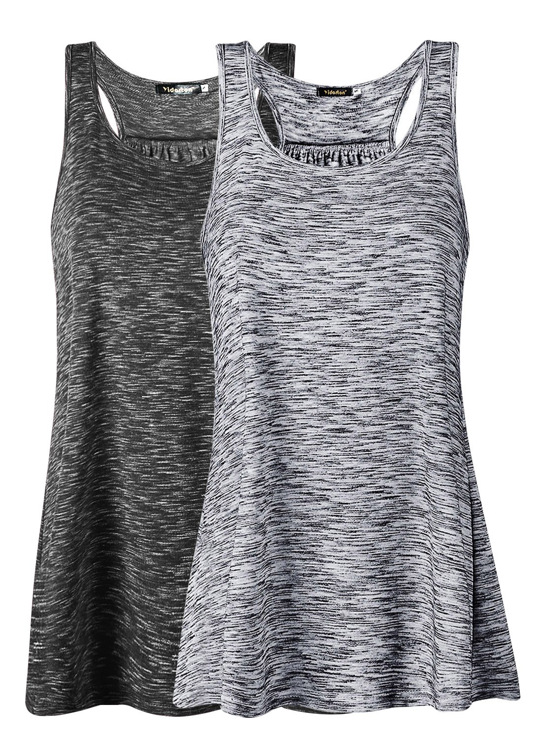 Women's Tank Top Summer Sports Shirts Tops Women Cotton Loose Sleeveless for Yoga Jogging Running Workout, black/grey, L