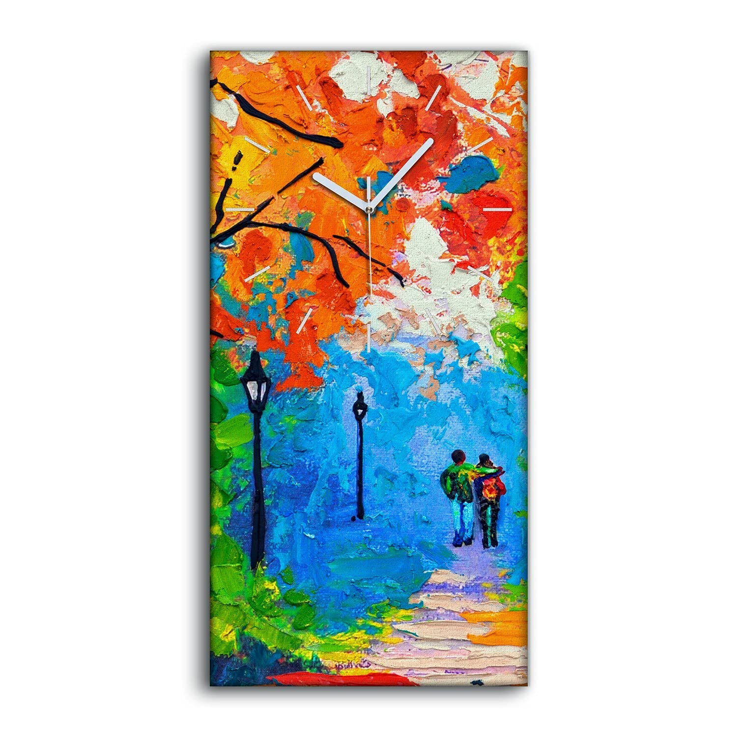 Horloge sur toile décoration 30x60cm image art mural multicolore